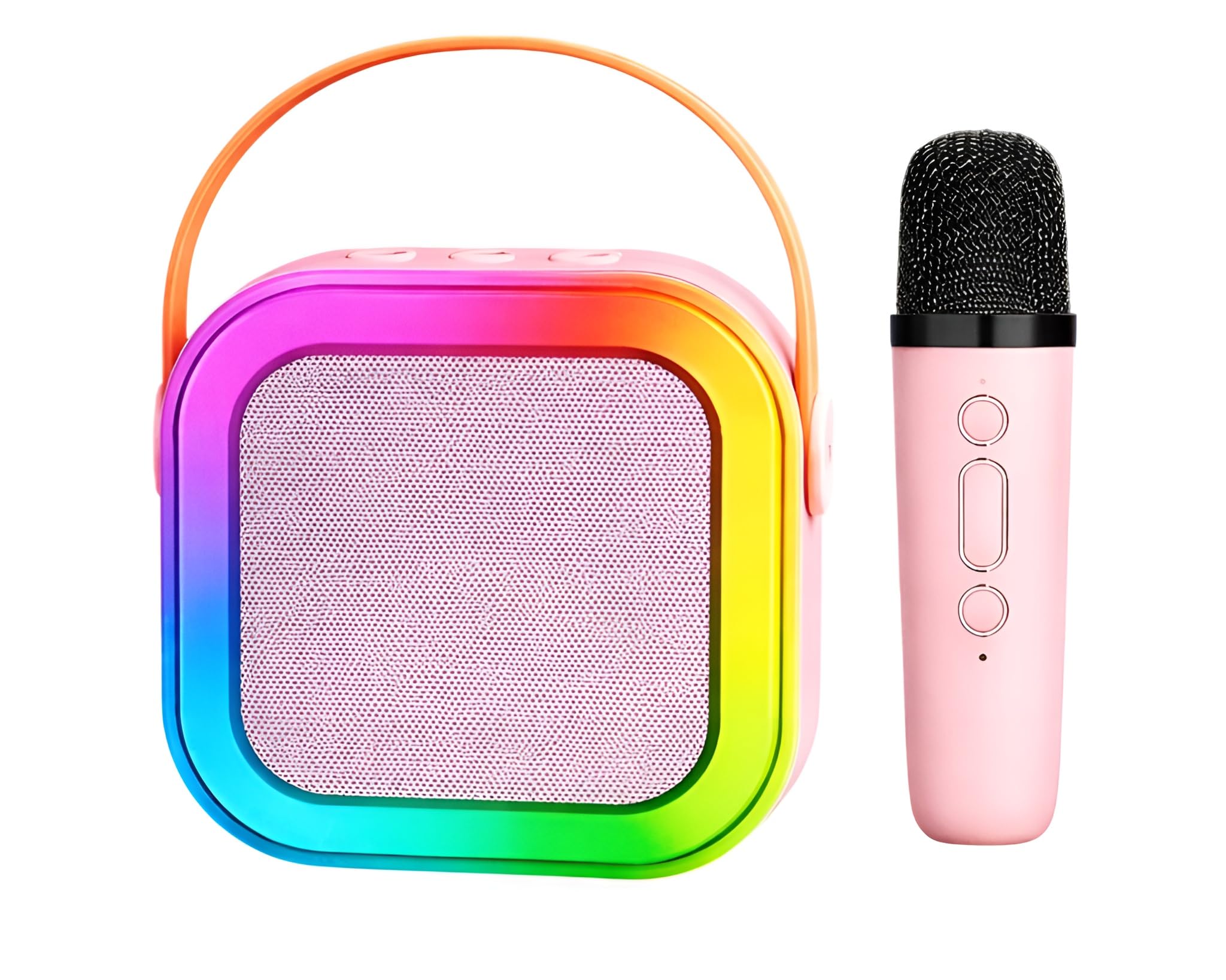 Portable Bluetooth Karaoke Microphone and Speaker Set with LED Lights, Rechargeable Mini Karaoke Machine-image-4
