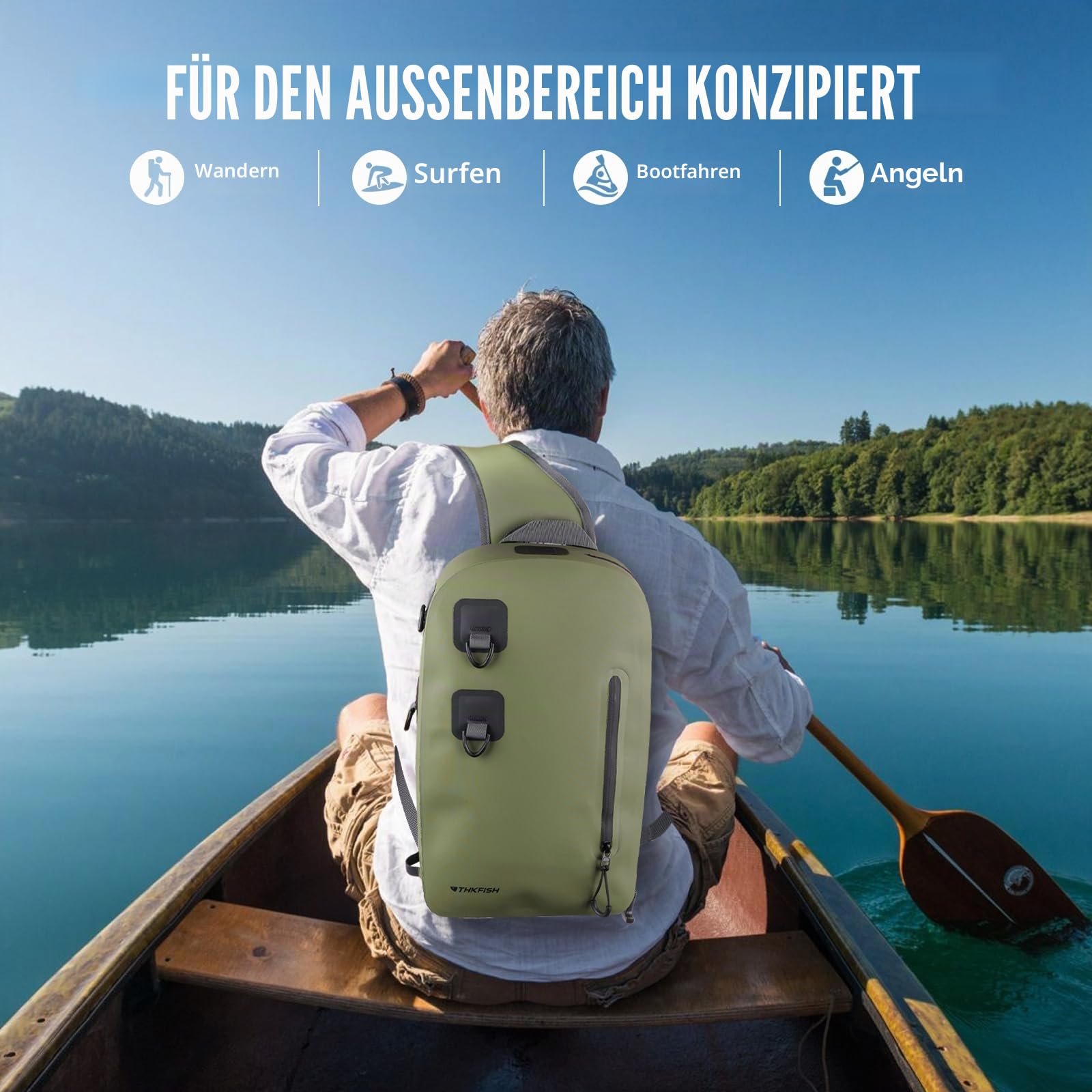 THKFISH Angelrucksack Wasserdicht IPX8, 9L Angel Tasche für Angeln mit Luftdichtem Reißverschluss,für Outdoor-Fliegenfischertasche,Laufen, Sport im Freien, Training
