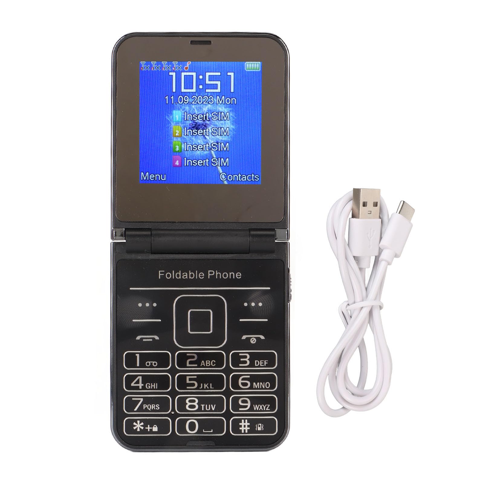 Teléfono Móvil para Personas Mayores Desbloqueado 2G, Teléfono Plegable con 4 Tarjetas SIM en Espera, Marcación Rápida con una Tecla, Botón Grande, Teléfono para Personas Mayores