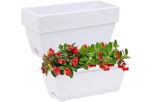 7-Piece Rectangular White Planter Boxes for Versatile Indoor and Outdoor Decor