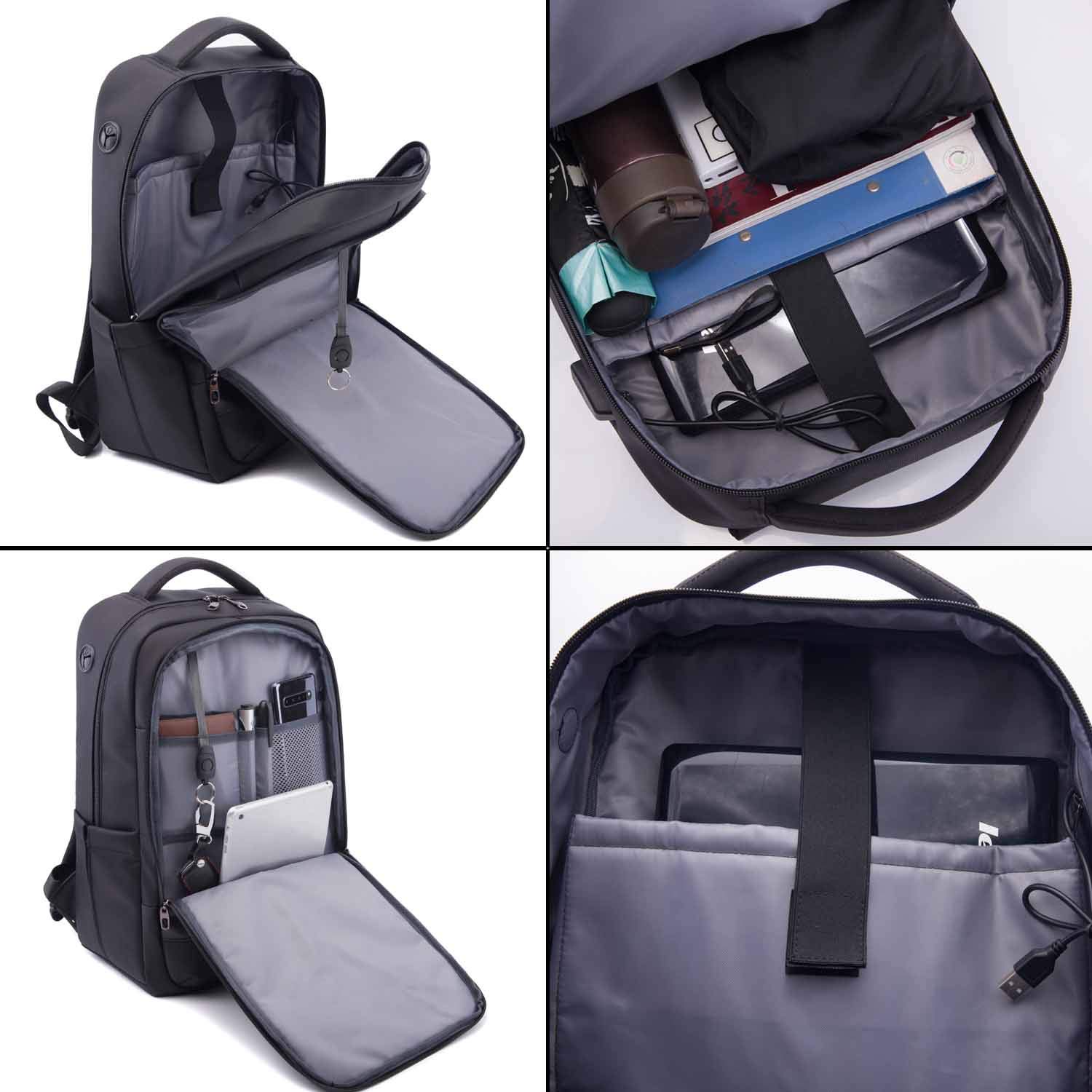 Neuleben Plecak na laptopa o przekątnej ekranu 17 cali (17 cali), z przyłączem ładowania USB, zabezpieczenie przed kradzieżą, duży plecak podróżny, biznesowy, męski i damski, do pracy w podróży, czarny, Einheitsgröße, plecak