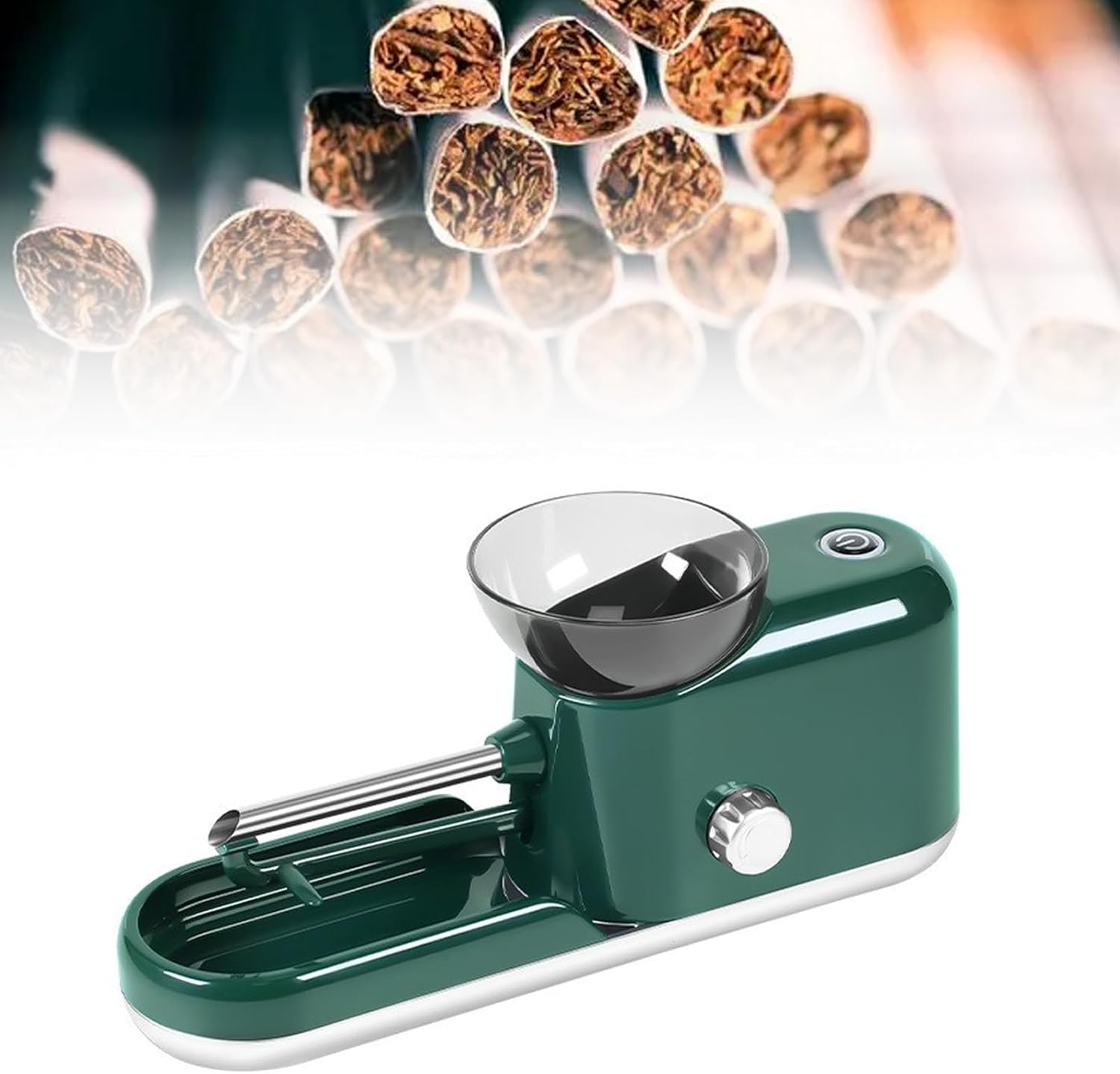 Auto Cigarette Injector Rolling Machine,Fast Filling Machine Smoking Accessories,Electric Cigarette Rolling Machine,8 mm/ 6.5mm Two Cigarette Tubes,for Smokers(Including Horn Tube)(Color:Green)