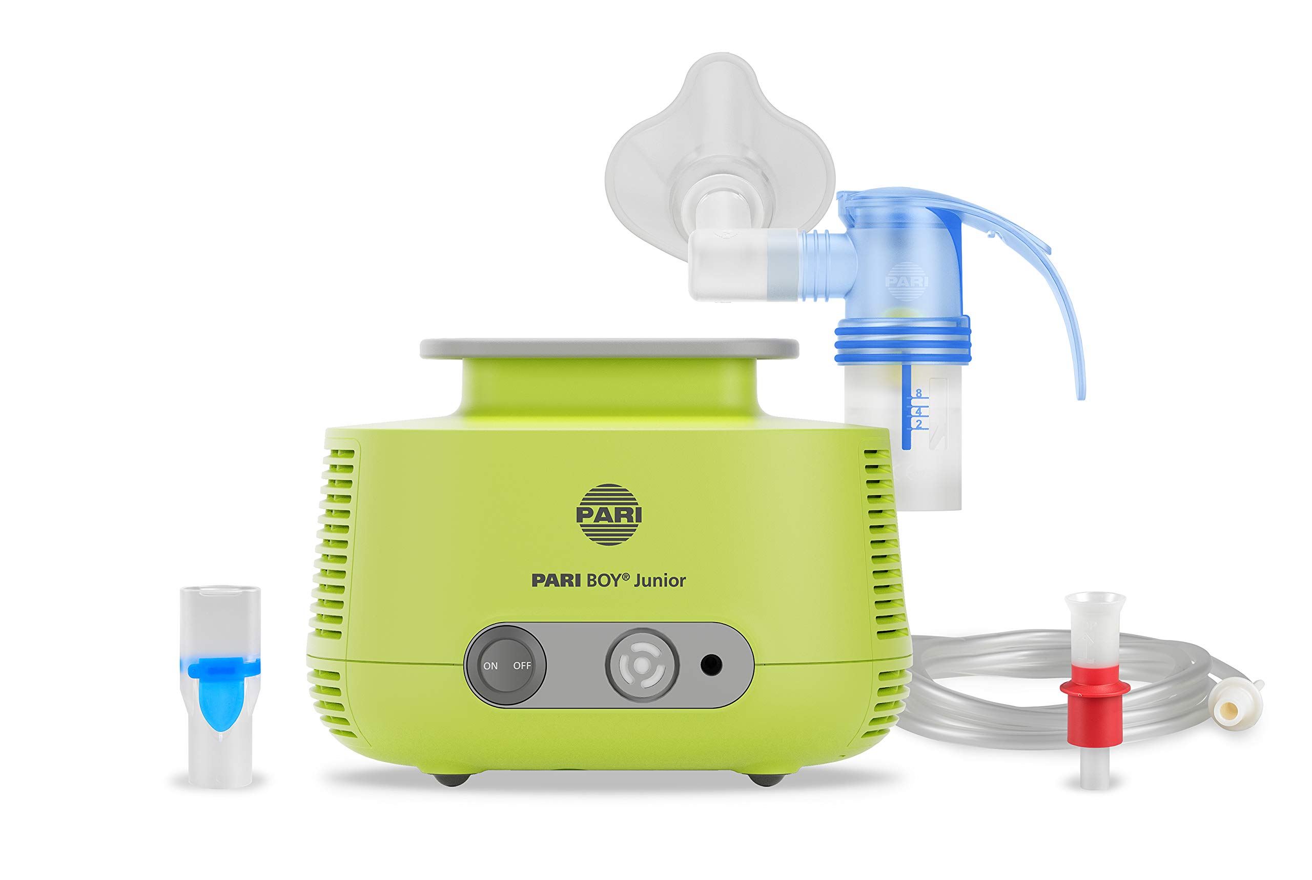 Pari 130G1300 Boy Junior, Inhalationsgerät zur Behandlung von Atemwegserkrankungen, ab 1 Monat & 023G3310 Boy Junior Year Pack inklusive Vernebler, Anschlussschlauch, Luftfilter und Mundstück