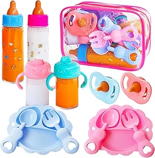 Baby Doll Accessories Magic Bottle set Magic Disappearing Milk Juice Bottles Sippy Cups with Pacifiers Bowl Spoons