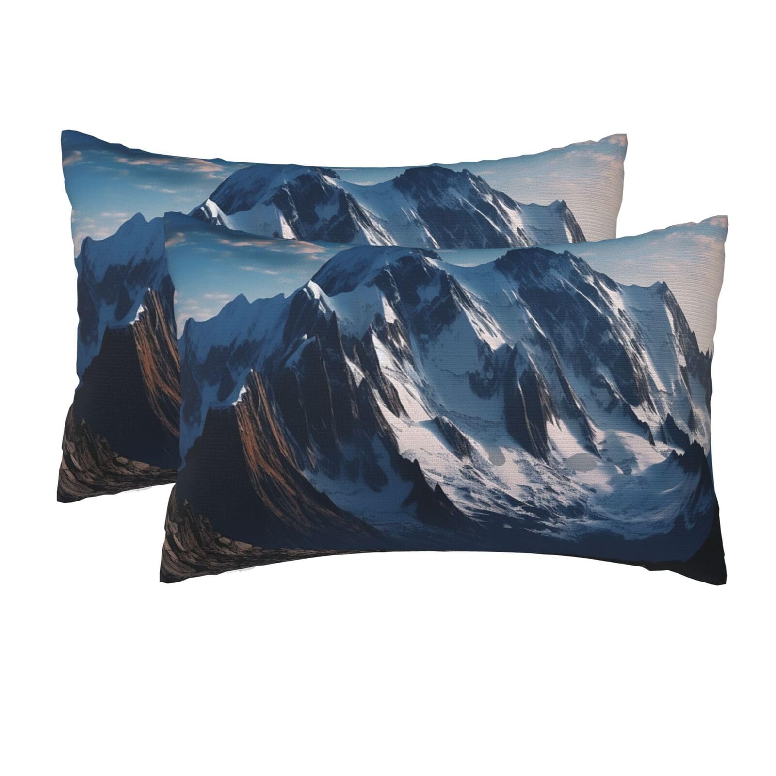 2 Pack Queen Pillow Cases with Hidden Zipper, Soft Breathable Pillow Covers for Hair and Skin, Melting Snow Mountain Pillowcases 20"x30" Bed Pillow Protectors Cover for Sleeping Gifts