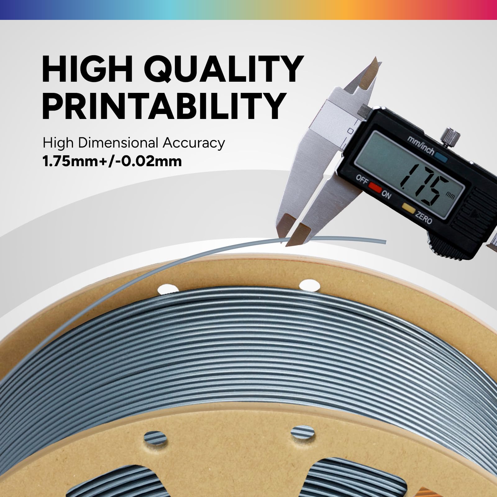 OVERTURE Filamento PLA 1.75mm - Bobina 1kg (2,2lbs) Precisione ±0.02mm, in Cartone Riciclato | Compatibile Stampanti 3D FDM (Gris Metálico)