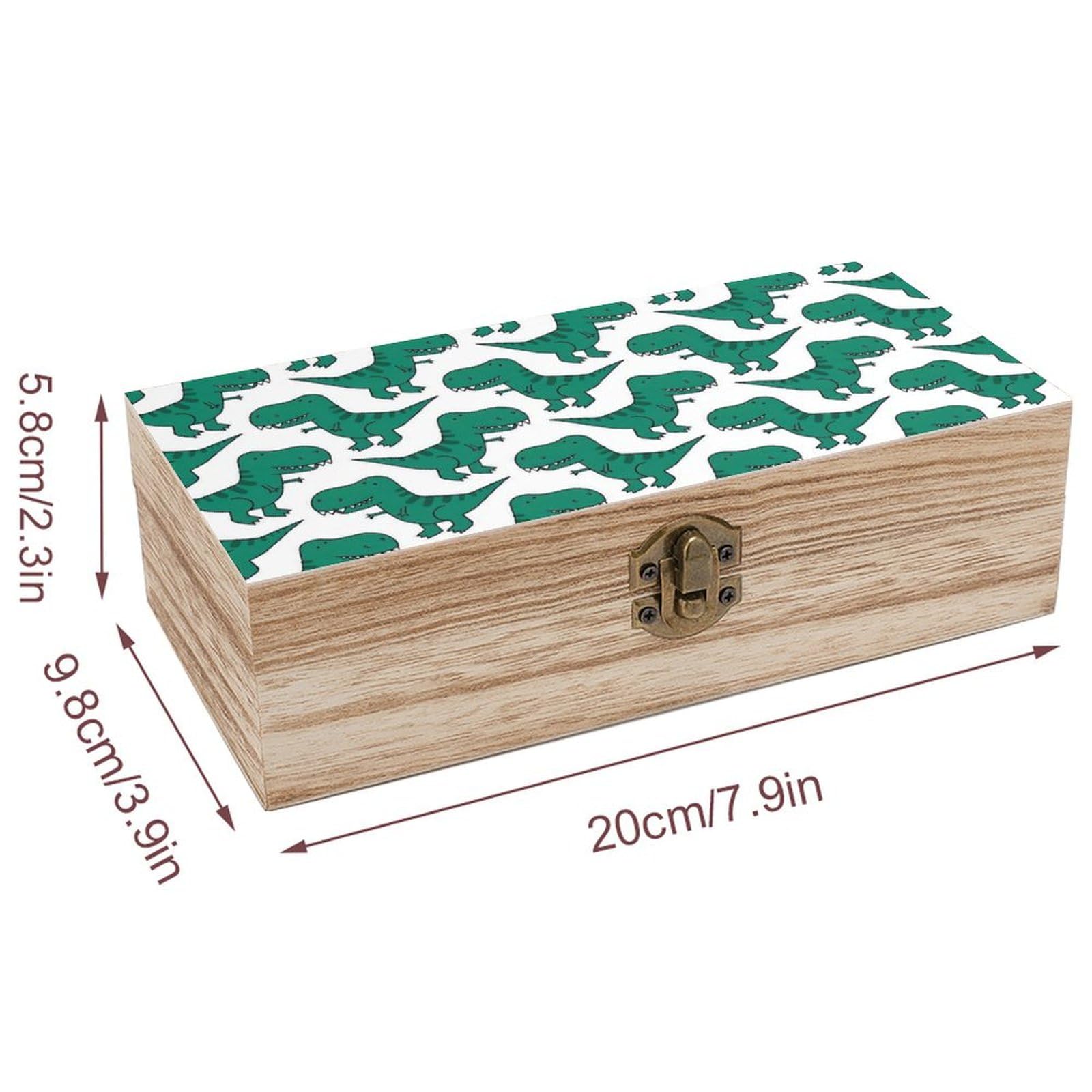 Amazon.co.jp: 木箱 緑 恐竜柄 木製収納ボックス ソーイングボックス