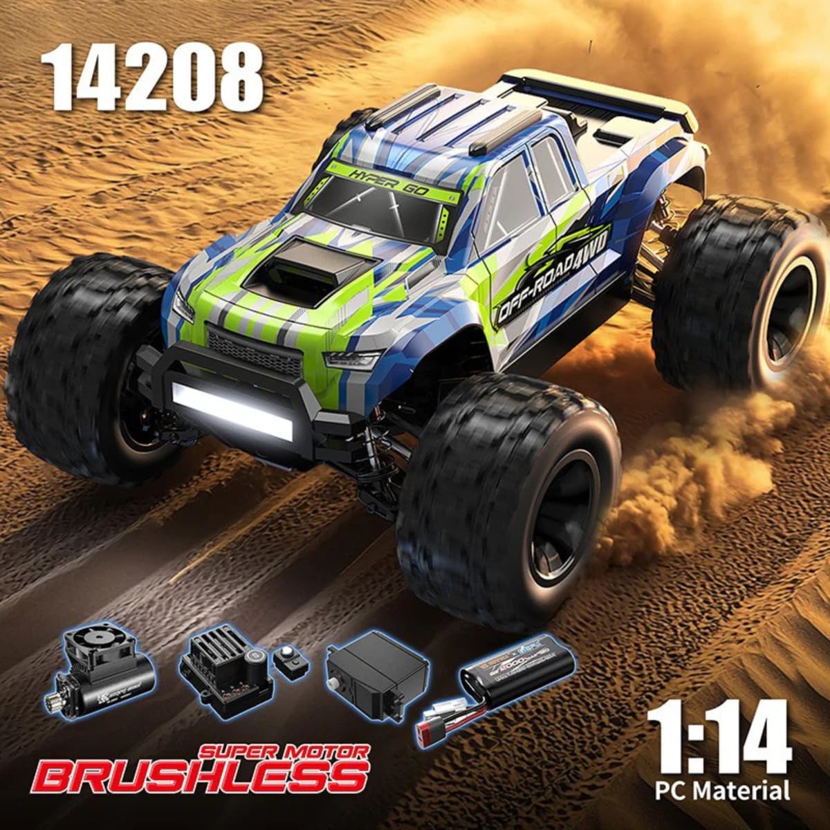moe UJ Amazon.com: Speedywheels MJX 14208 1:14 Scale 4WD Brushless RC