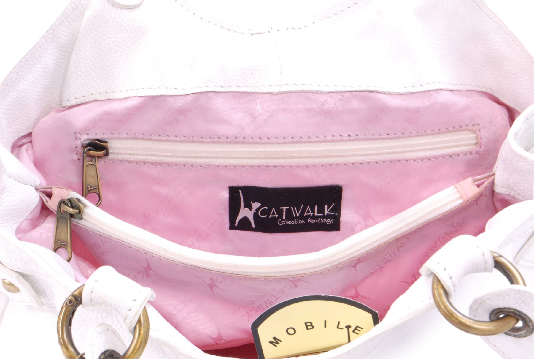 Catwalk Collection Handbags – Bolso de Hombro de Piel con Correa Bandolera Desmontable – Bolso Cruzado de Mano Mediano para Mujer – Nicole