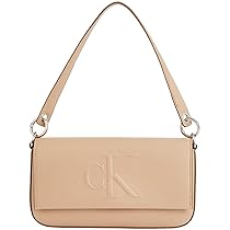 Calvin Klein Donna Borsa a Spalla Sculpted Flap Pouch con Logo, Grigio (Crockery), Taglia Unica