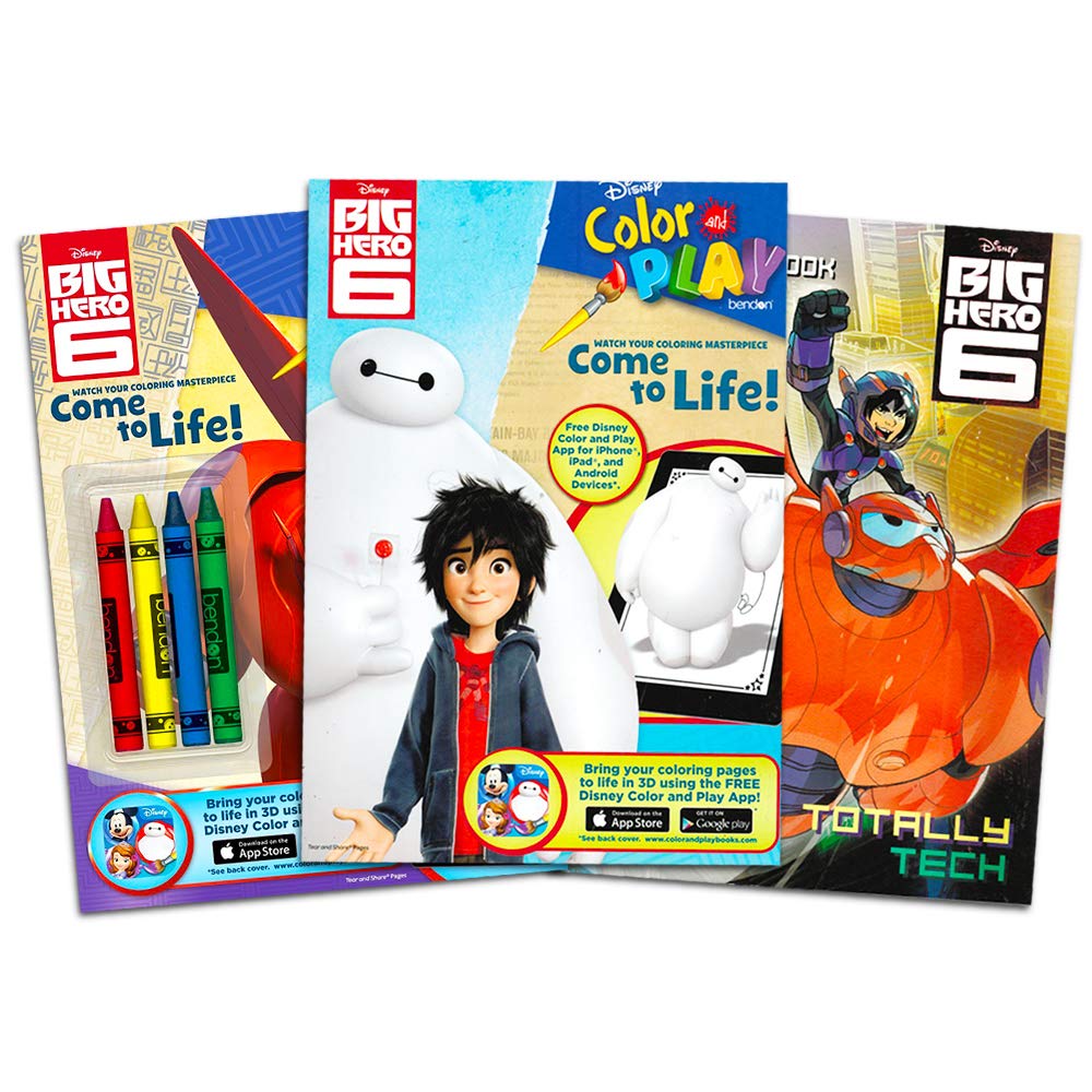 Amazon.com: Big Hero 6 Coloring Book Super Set -- 3 Coloring and Activity  Books with Games, Puzzles, and Crayons (Big Hero 6 Party Supplies) : Toys &  Games