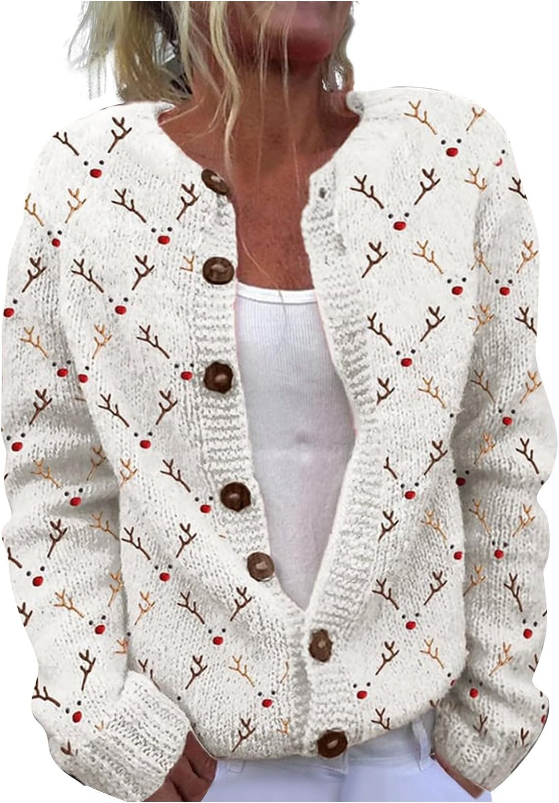 Christmas Sweaters Cute Cable Knit Button Down Casual Long Sleeve Lightweight Womens Winter Fashion 2024