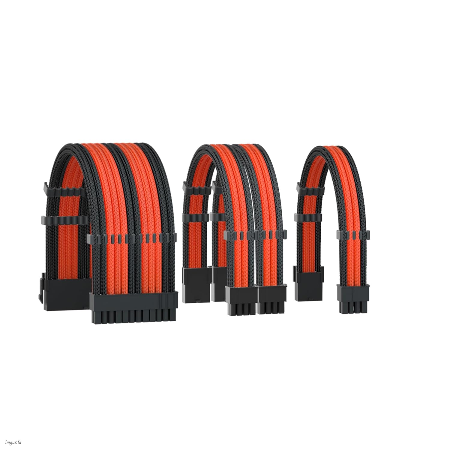 Formulamod 16AWG PSU Extension Power Supply Cable Kit for GPU/CPU, 24 PIN/(6+2) PIN/(4+4) PIN Cable Management, 11.8inch with Combs(Black+Orange,BKP)