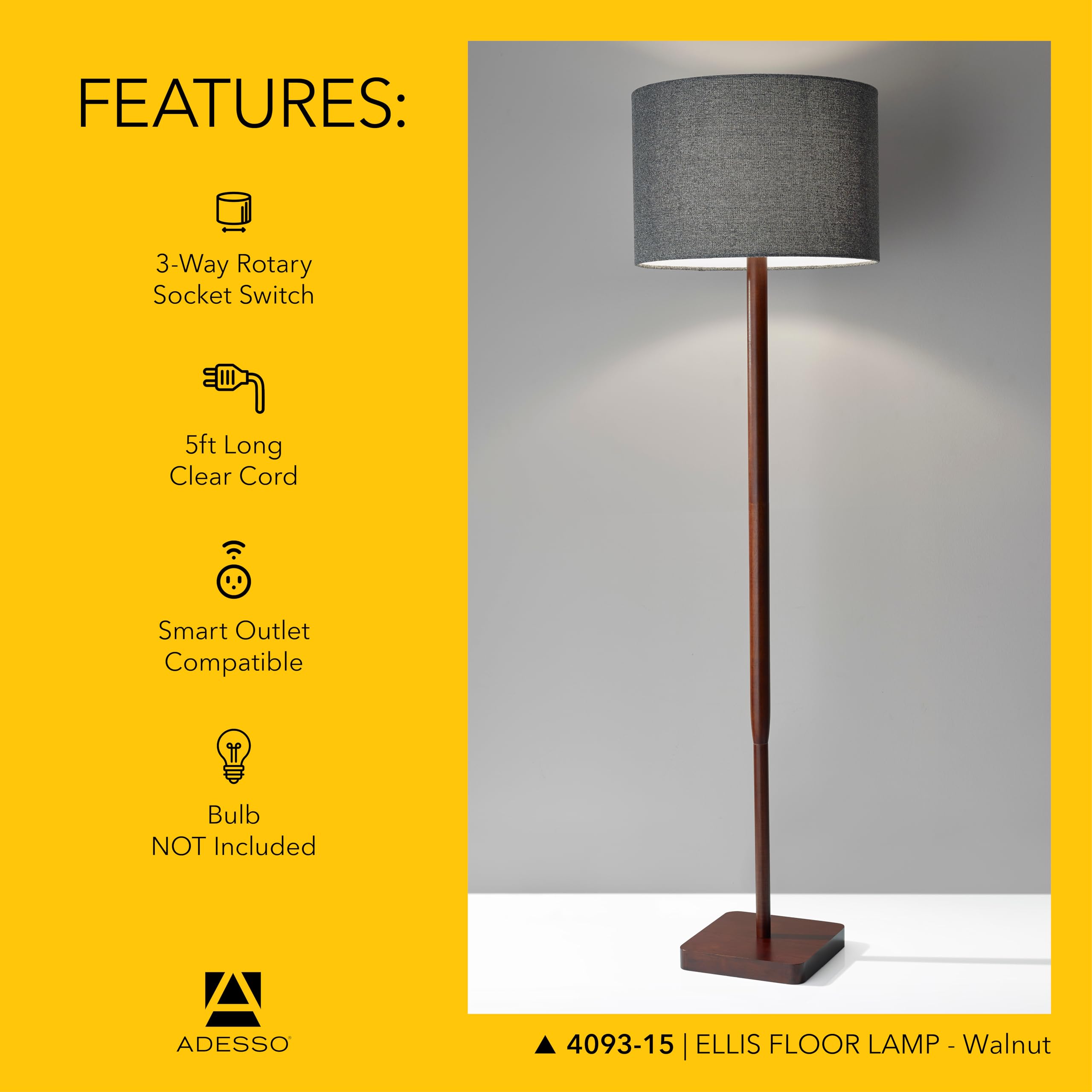 Amazon.co.jp: Adesso Home 4093-15 トランジショナルワンライトフロア