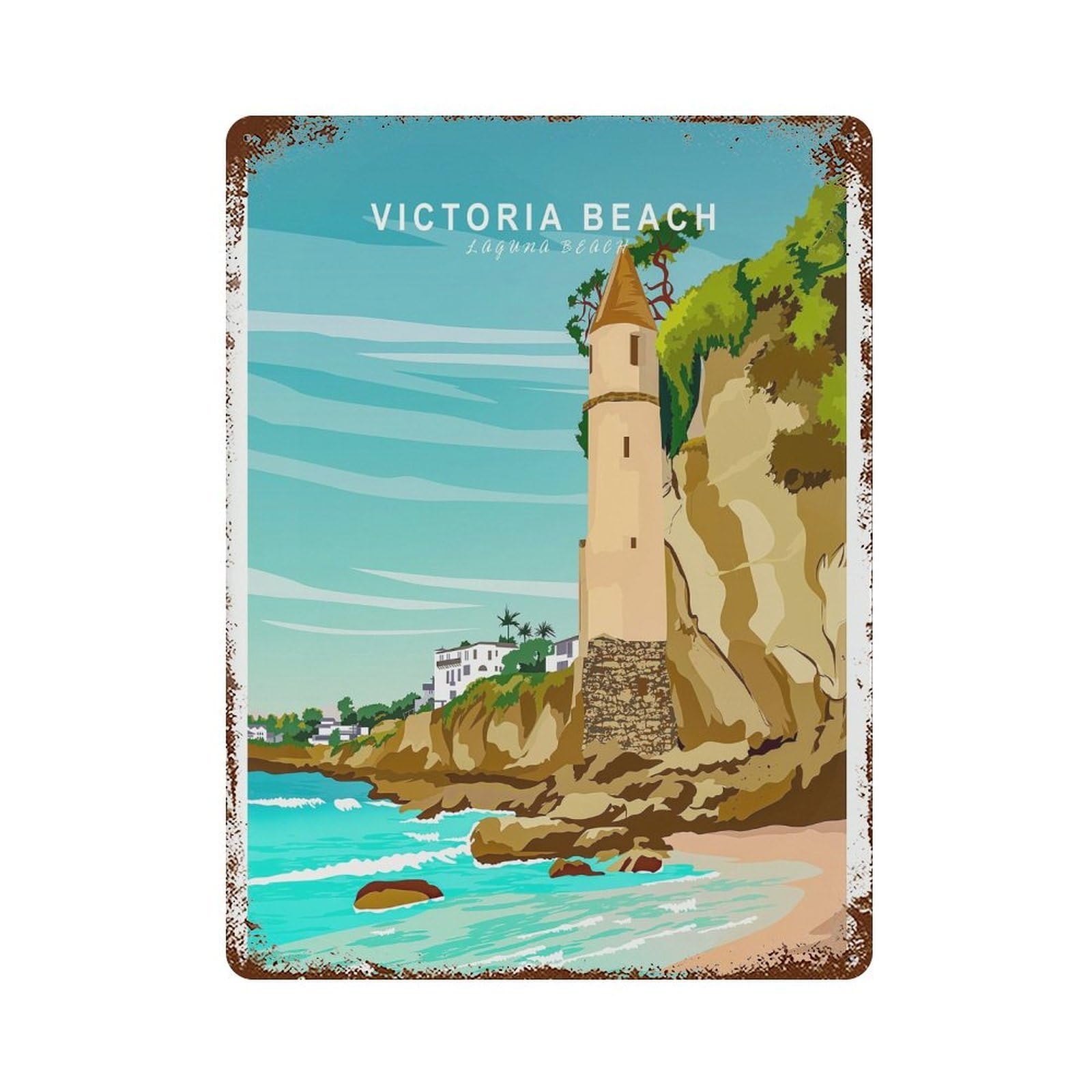 xiaoxiaoshen Laguna Victoria Beach California Travel Postcard Custom Birthday (2) Wall Decor Art Metal Tin Poster Modern Home Decor Art Home Bar Shop Decorations Vintage Sign 40x30cm