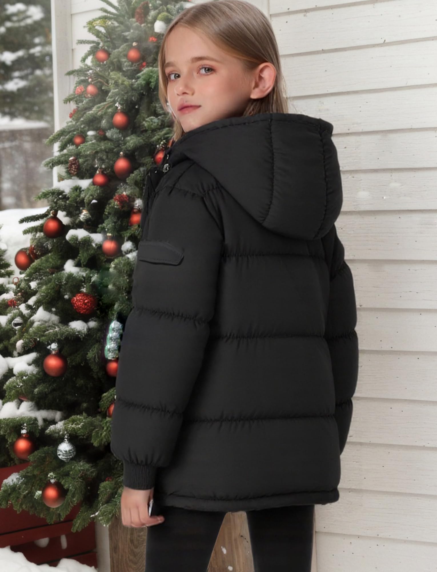 Maeau Giacca invernale trapuntata per bambini e bambine, leggera, media lunghezza, in cotone di piuma, imbottita, calda, morbida e confortevole, 3-10 anni/100-150 cm