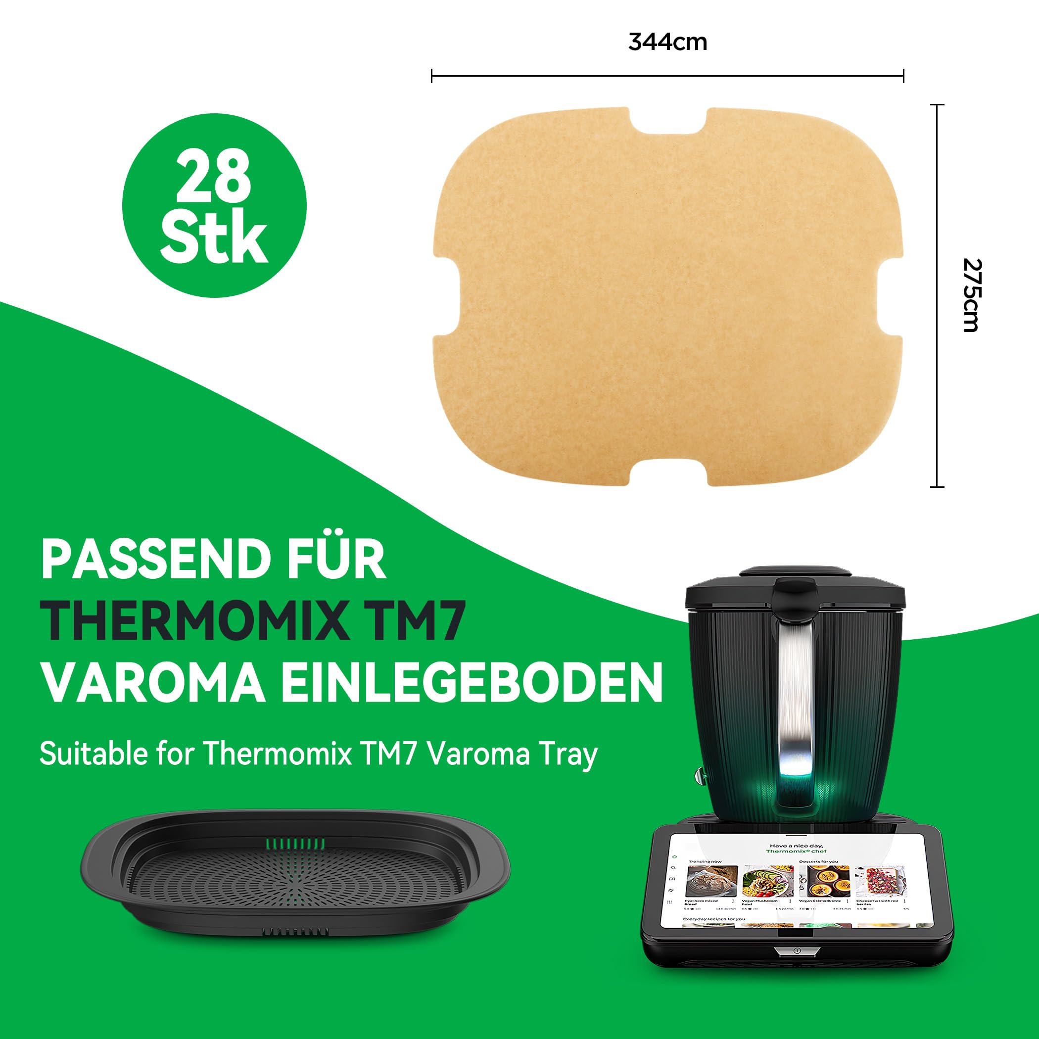 Siegvoll Papier do gotowania na parze Varoma 28 szt., papier do pieczenia Thermomix TM7, jednorazowy papier do gotowania, nieprzywierający, wodoszczelny, odporny na olej