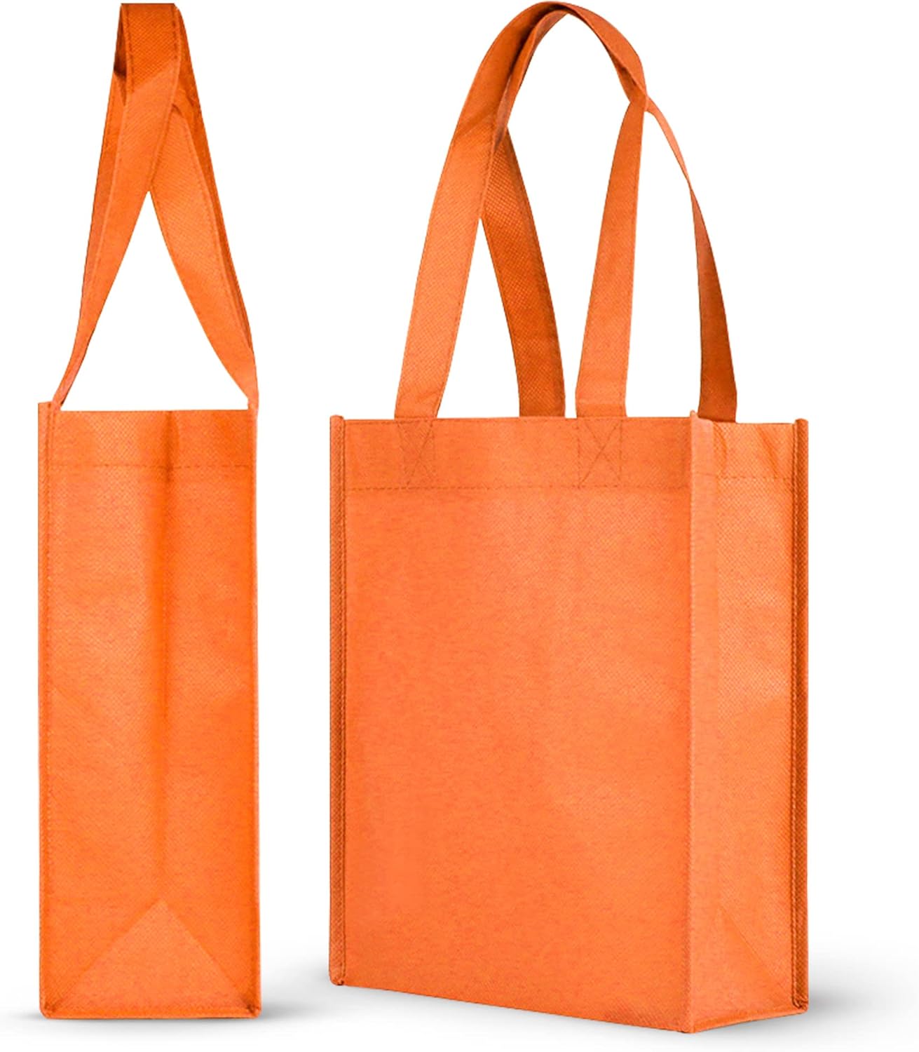 Simply Green Solutions - Plain Tote Bags, Thick Reusable Gift Bags with 16-inch Handles, Pack of 25 - Orange - Unisex Adults - 8.25 x 10 x 3.5 inches
