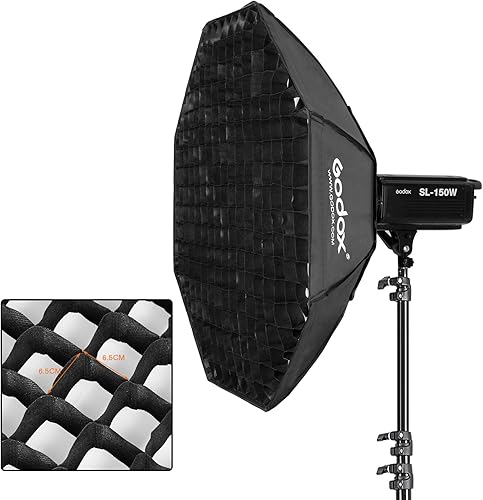 Vista 20 de Godox 47.2 in 47" Octagonal Honeycomb Grid Softbox Caja de tira con montaje Bowens (FW120)