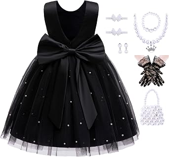 Akokvlar Girl V-Back Satin Flower Communion Dress Formal Birthday Party Wedding Prom Ball Gown