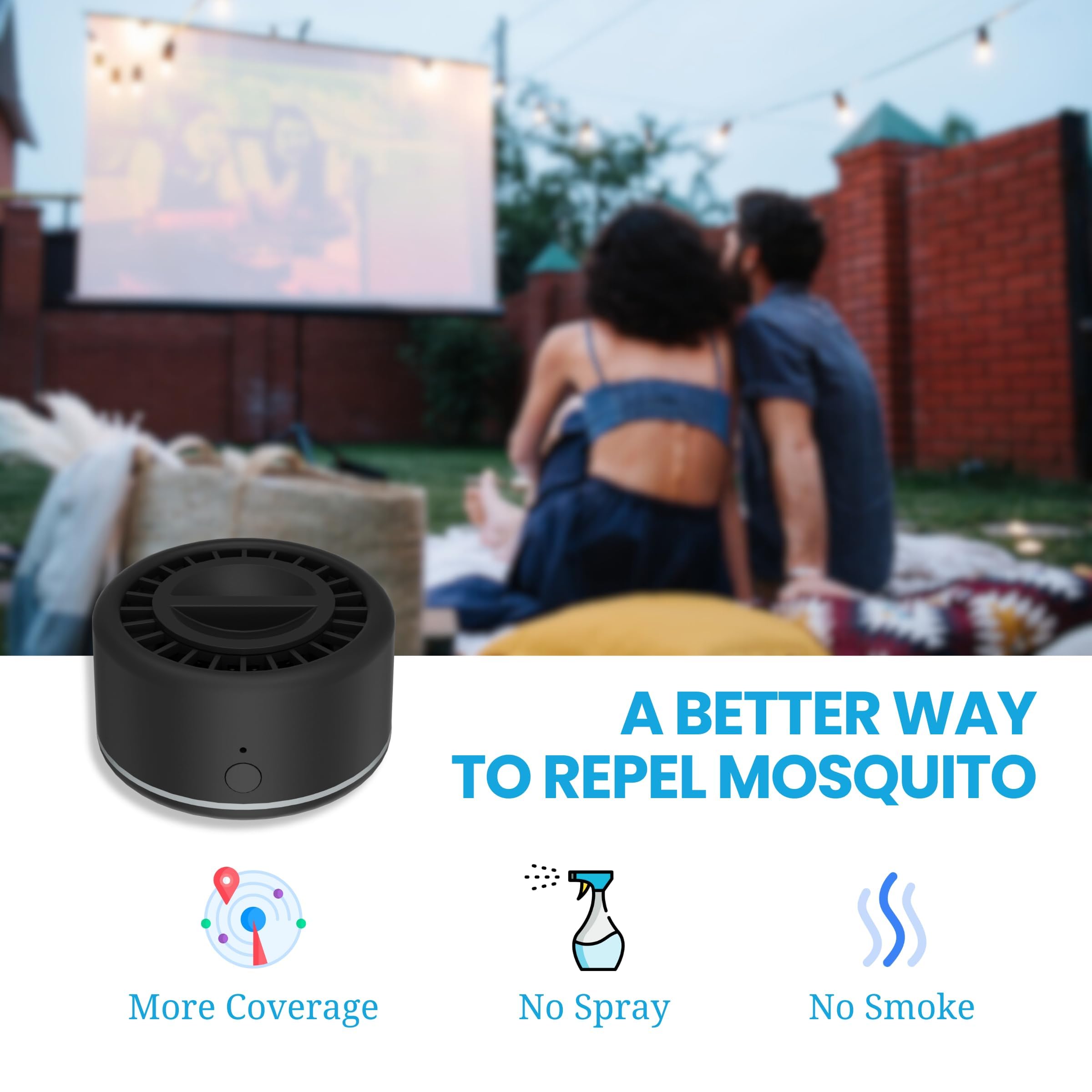 Virine Repellente per zanzare, confezione da 2, dispositivi portatili con 4 ricariche, deterrente per zanzare a diffusione alimentato a ventola, per patio, campeggio e uso esterno, ricarica USB-C