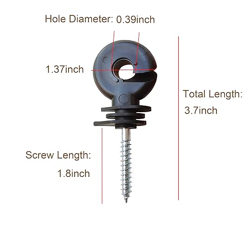 Miniatura 5 de Aislador eléctrico para cerca, aislador atornillado, anillo de valla de madera, aislador de poste con herramienta aislante para zócalo para cría de