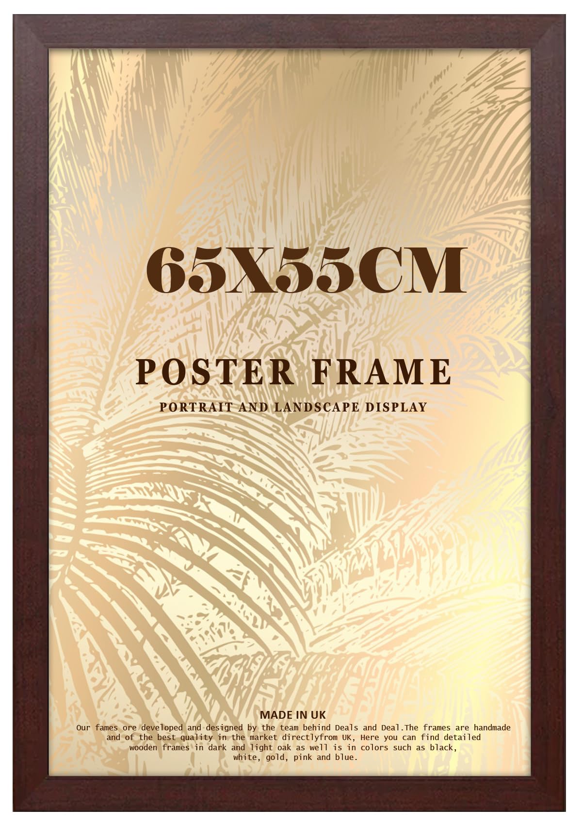 DEALS ON DEAL Minimalist Slim Profile Mahogany Poster Frame 55x65cm MDF Picture Frame for Jigsaw Puzzles Shatter-Proof Front Portrait/Landscape Ideal for Home & Office Décor