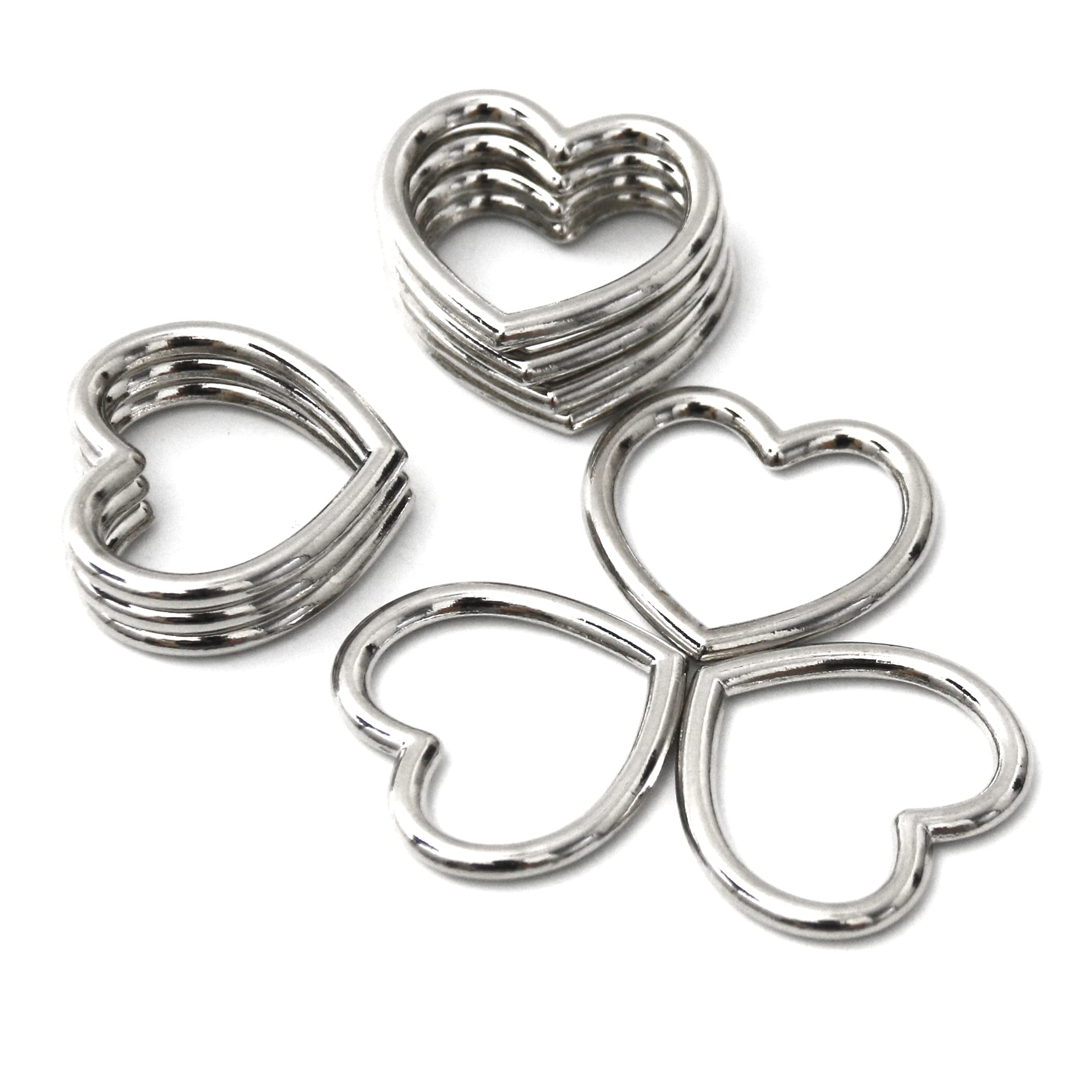Auroal Heart Shape Metal Craft Ring Buckle,10 Pieces Heart Shape Hollow, for Punk Leather Choker Necklaces, Gothic Accessory - Stainless Steel