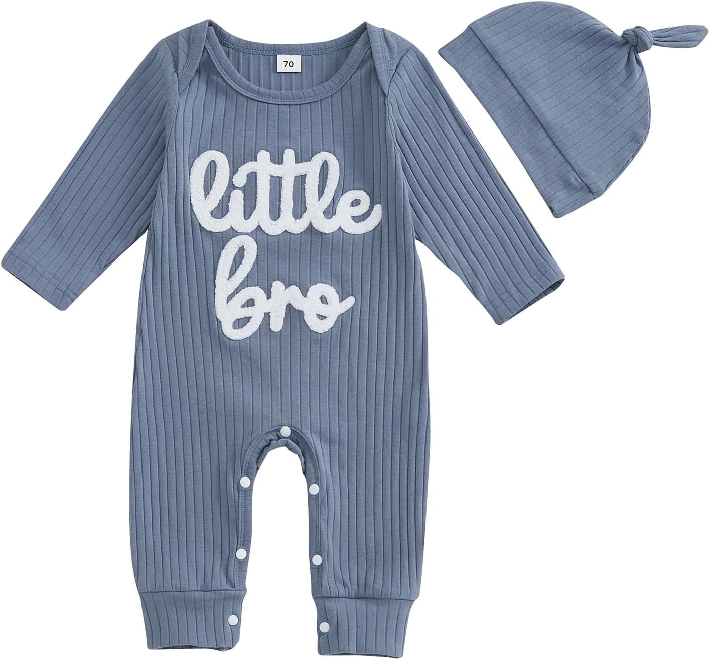 pengnight Newborn Baby Boys Girls Romper Long Sleeve Lil Bro Letter Print Solid Color Bodysuit Jumpsuit
