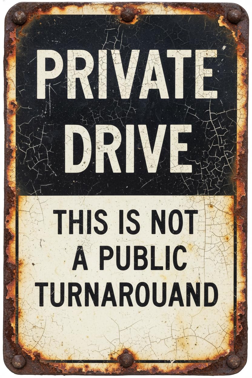 Wall Decor Private Drive This Is Not A Public Turnaround Caution Alert Warning Notice Aluminum Metal Tin 8"x12" Sign Plate Vintage Signs Plates Printed
