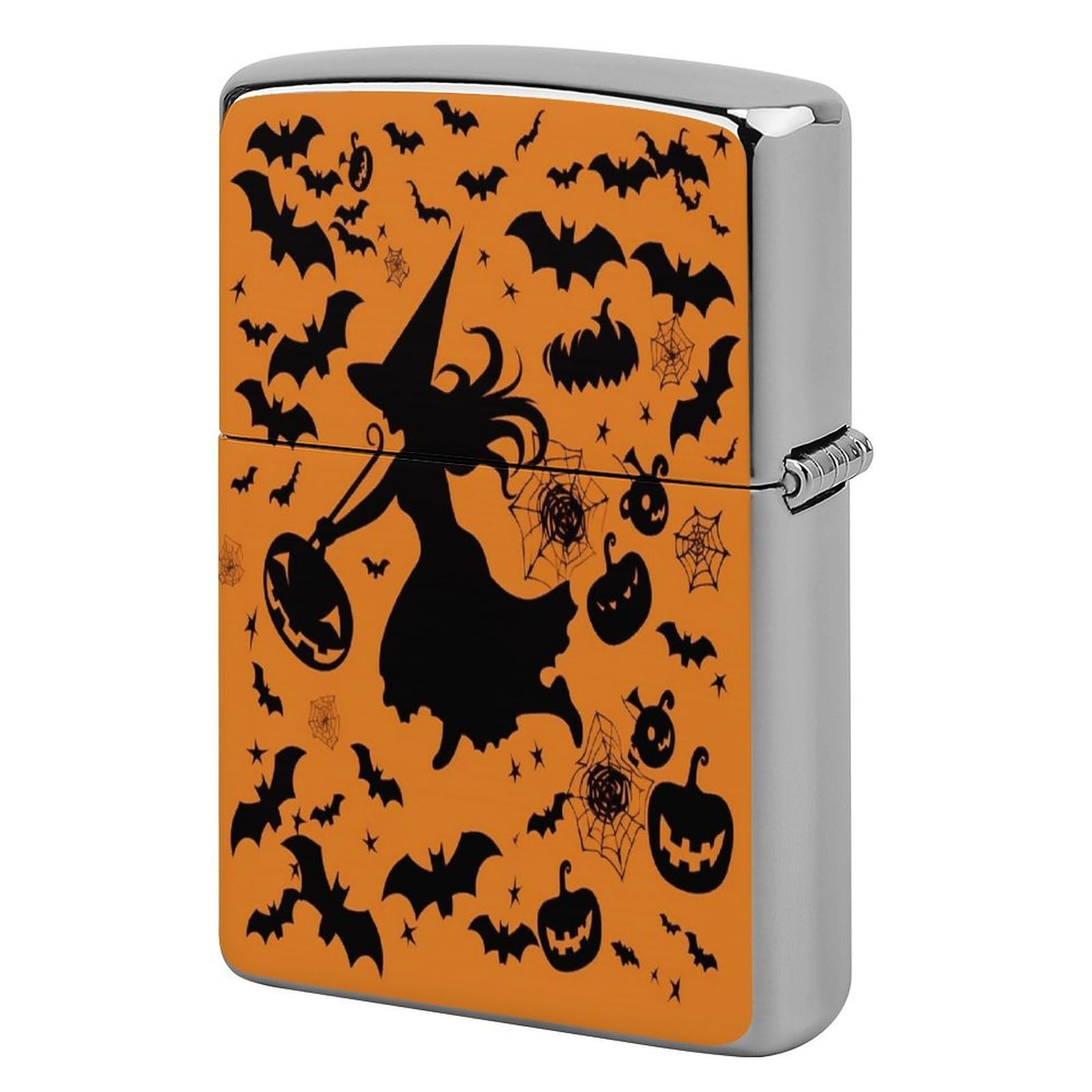 Btcowzrv Style Halloween Witch Flying Metal Lighter Case Sleeve Cover Holder