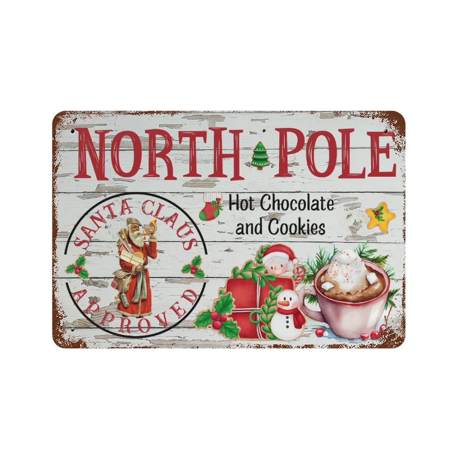 Panneau métallique décoration Noël style rustique grand format pour maison