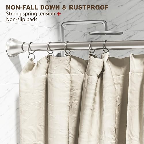 Miniatura 4 de Euplar - Barra de cortina de ducha de tensión, barra de cortina de ducha ajustable de 43 a 72 pulgadas, sin taladro, a prueba de óxido, barras de