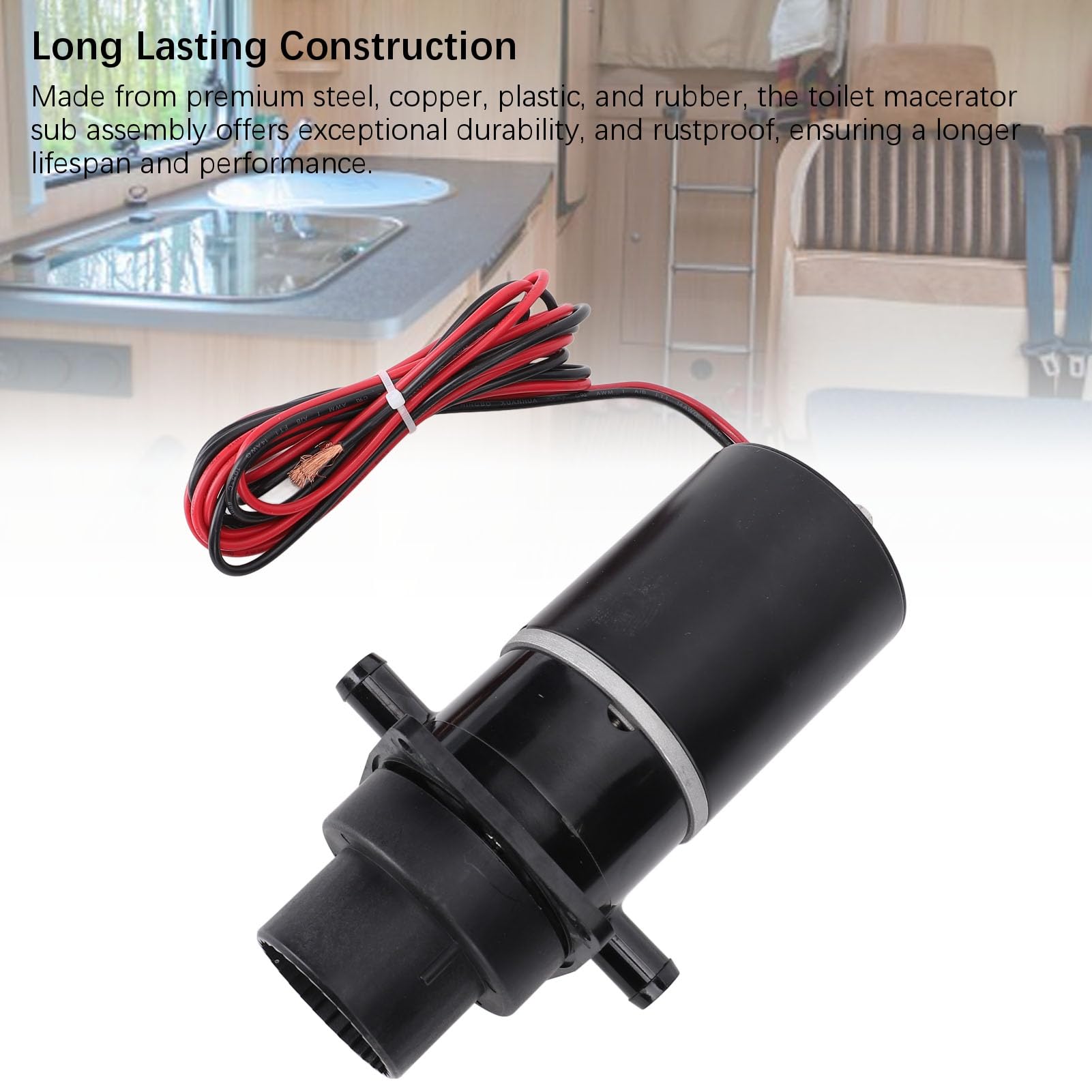 Pompa Maceratrice, Gruppo Pompa Motore WC Elettrico 12V con Bulloni in Acciaio Inossidabile Girante Ad Alta velocità con Design Senza Perdite, Kit di Sostituzione WC Marino per Serie 37010