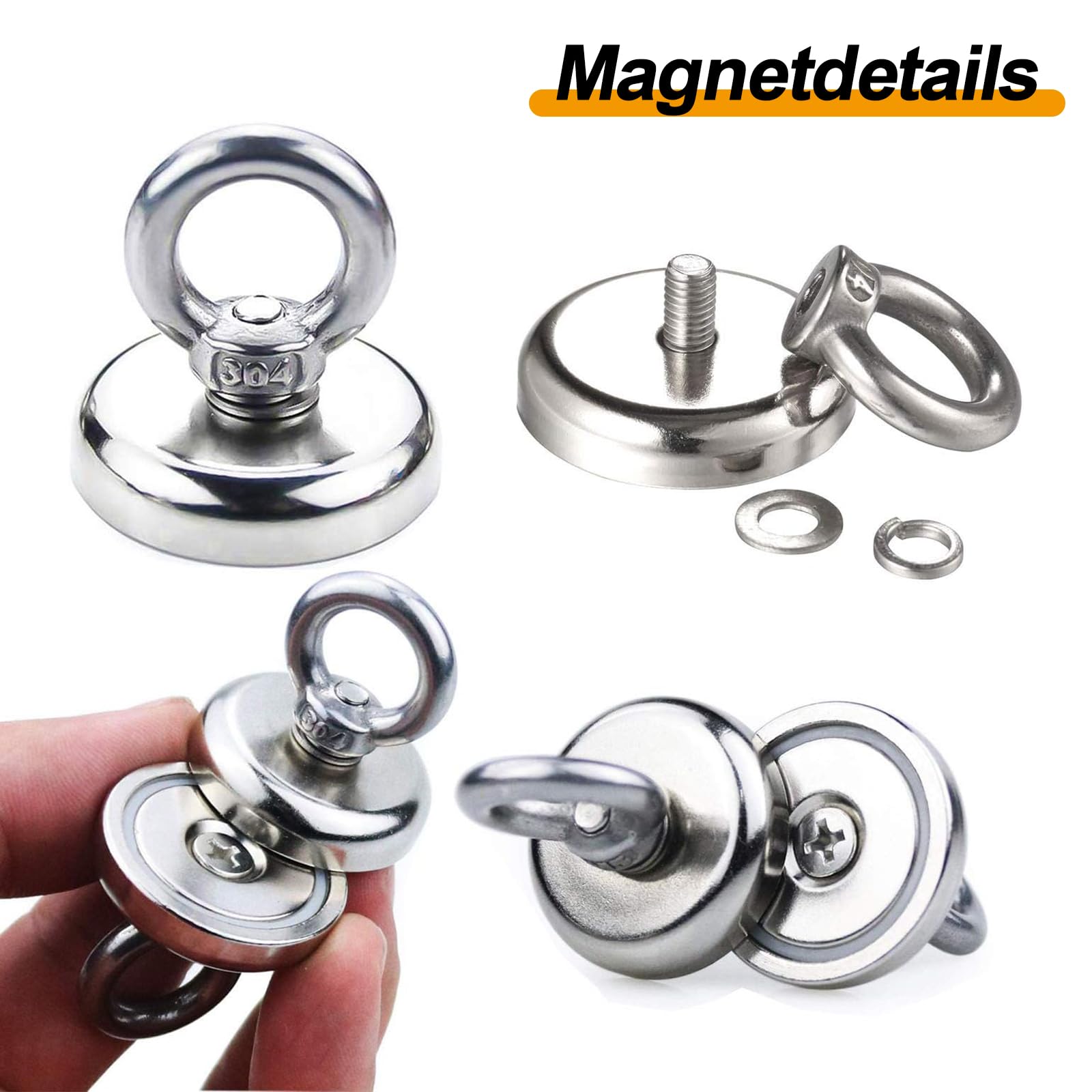 Silne magnesy, 4 sztuki, silne magnesy neodymowe 32 mm, haczyki neodymowe, magnesy neodymowe z oczkami, haczyki magnetyczne z haczykami, do lodówek, kuchni, garażu, na kemping