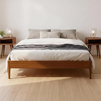 Merax Bamboo Wood Full Size Platform Bed with No Headboard, 15 Inch High Modern and Minimalist Bed Frame with Under Bed Storage and Wood Slat Support, No Box Spring Needed, Easy Assembly, Brown