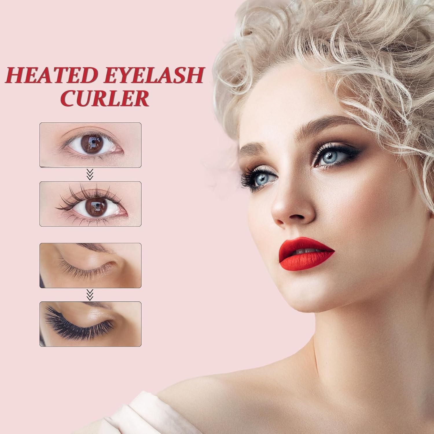 NIYANETAIL Heated Eyelash Curler, Electric Heated Lash Curler Rechargeable, 2 Heating Modes with Sensing Heating Silicone Pad, Portable Handheld Makeup Tools for Women 1