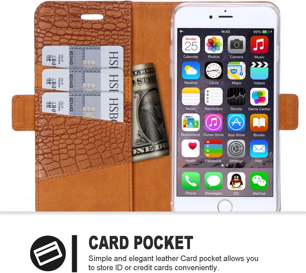 iPhone 8 Plus Case,iPhone 7 Plus Case, WWW [Crocodile Pattern] RFID-Resisting Premium PU Leather Wallet Case Flip Phone Case Cover with Card Slots foriPhone 7 Plus/8 Plus Brown