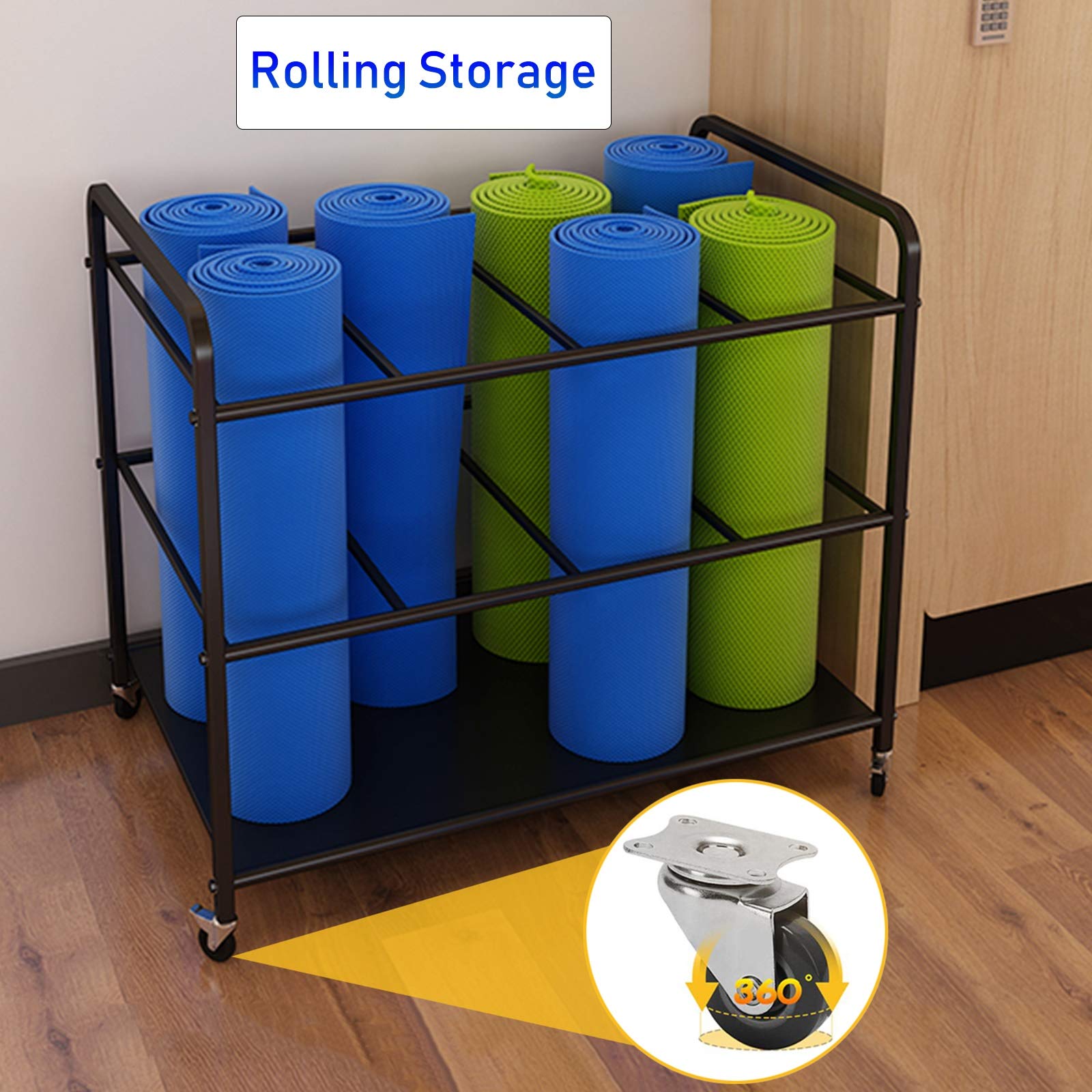 Amazon.co.jp: ヨガマット ストレージラック ブラック ホイール付き