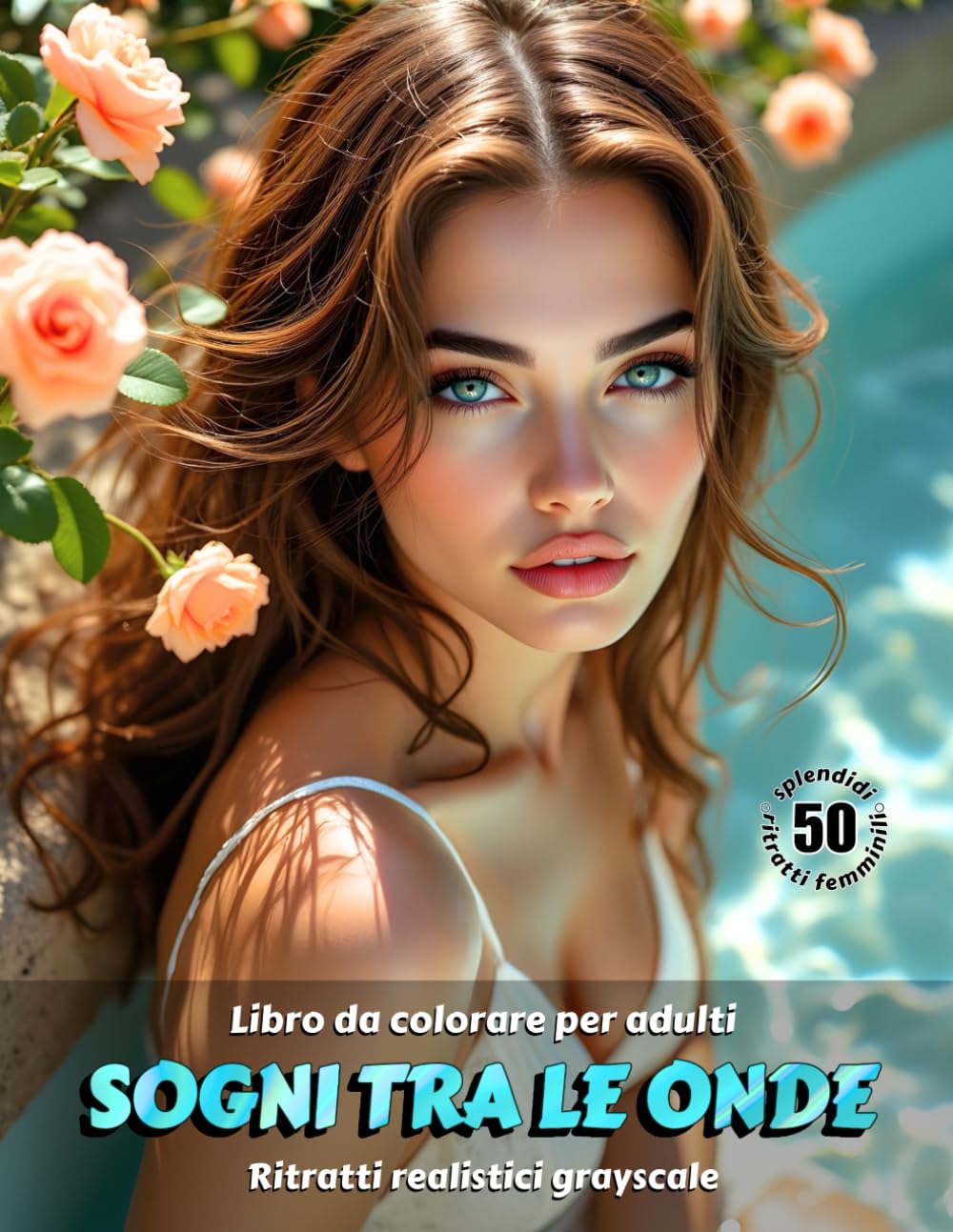 SOGNI TRA LE ONDE – Libro da colorare per Adulti | Ritratti realistici Grayscale (in scala di grigi) | Splendidi ritratti delle donne in acqua da colorare: Edizione italiana (Avventure colorate)