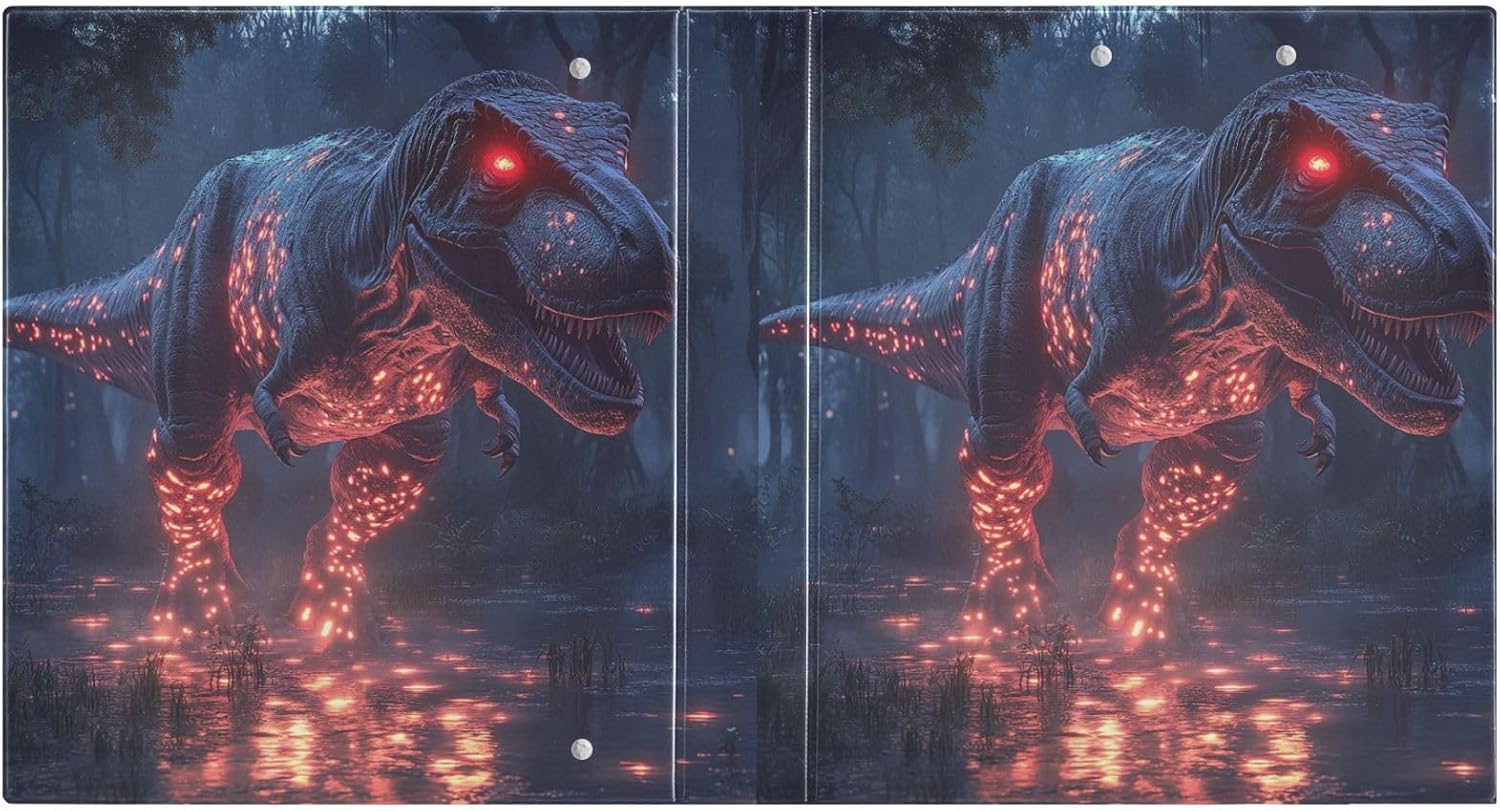 3 Ring Binders Forest Dinosaur Wild T Rex 1.5 Inch Round Rings Decorative Binder with Clipboard PVC Pockets Fit 8.5 x 11 Inch Paper for School Office 2 Pack