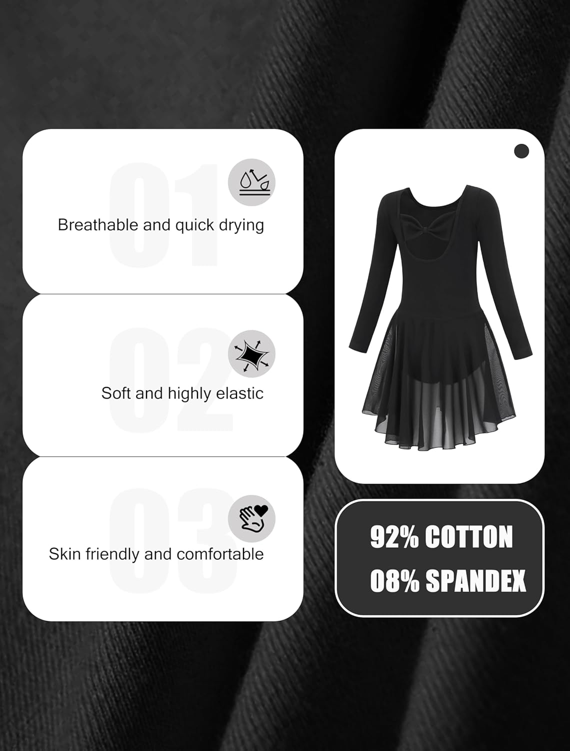 MdnMd Toddler Girls Ballet Dance Leotards Skirt Ballerina Ballet Outfit Dresses Camisole Puff Sleeve - Image 7