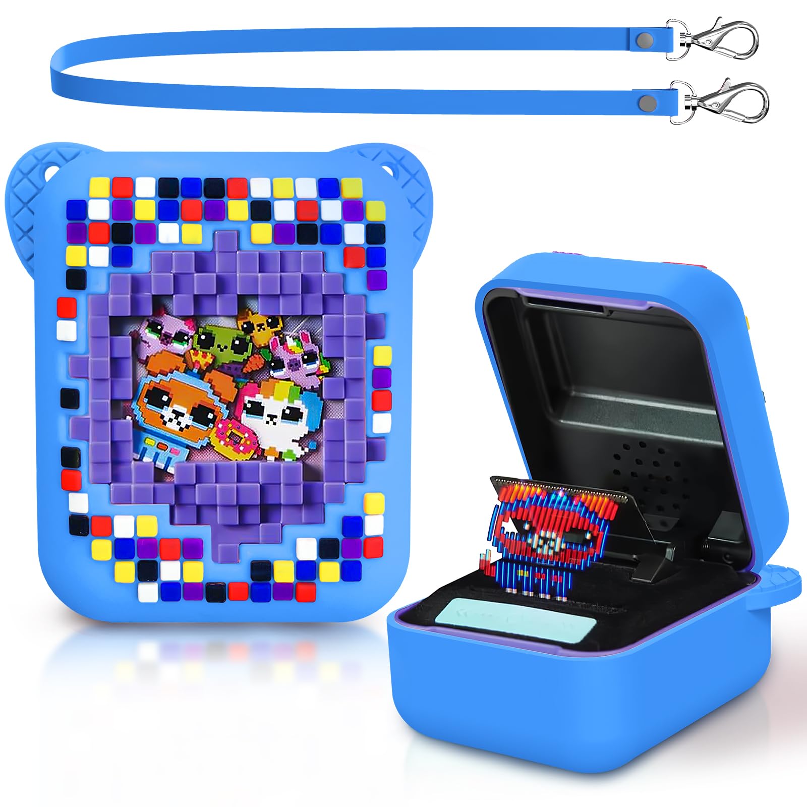 UMavlesFrdBitzee Interactive Toy Digital Pet Case, Silicone Accessory Box for Kids Electronic Virtual Pets (Blue)