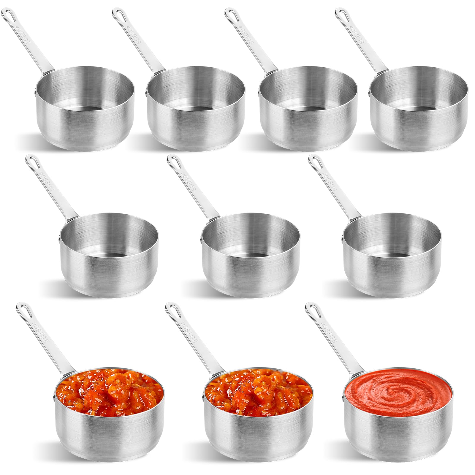 CAIYUANGUANGJIN Mini Sauce Pans with Handle Stainless Steel 100ml 10PCS