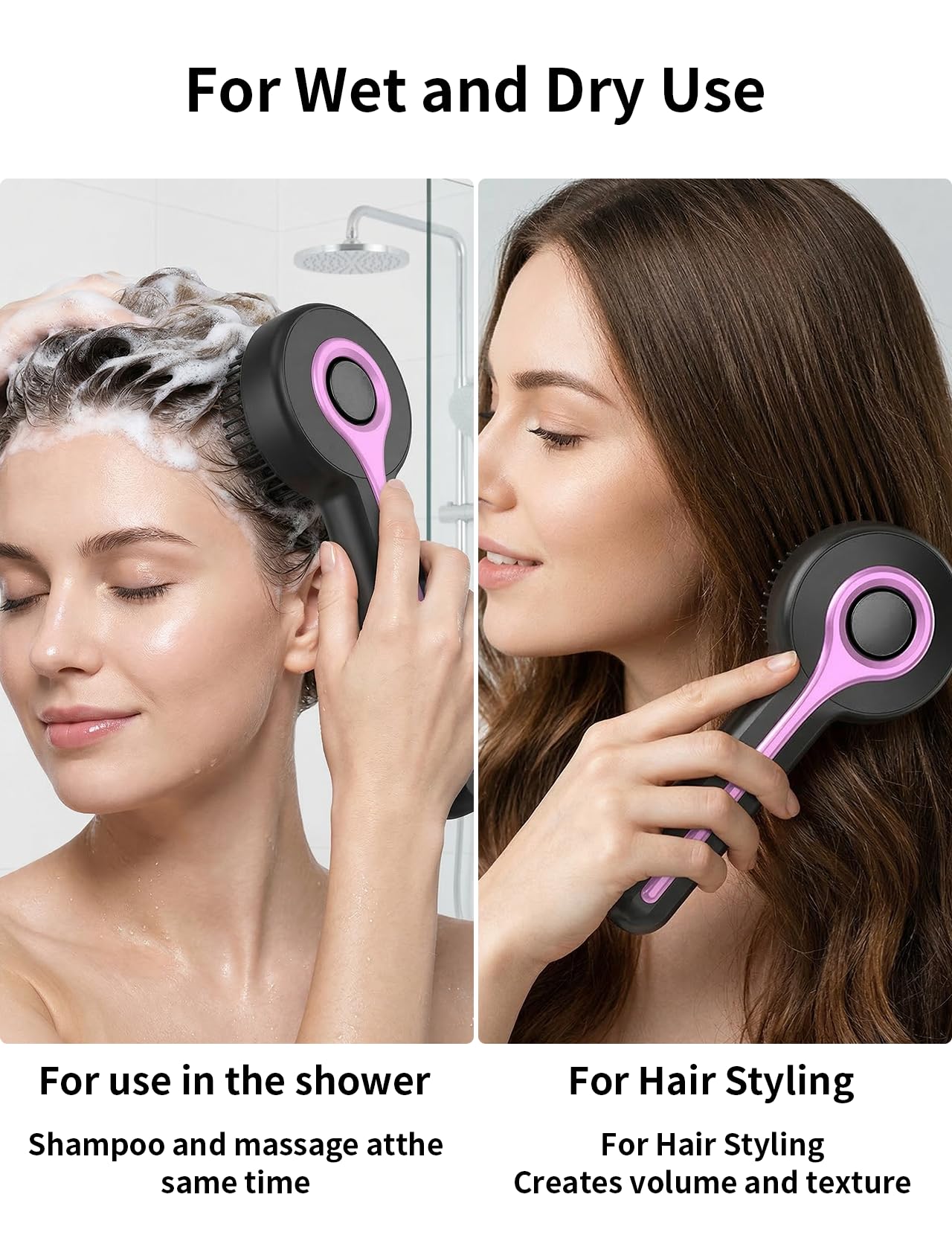 Kopfmassagegerät, 2 in 1 Kopfhaut Massagebürste Elektrisch mit Haaröl-Applikator, Rotlicht Kopfmassage Bürste Elektrisch, 3 Modi zur Massage und Kopfhautpflege (Schwarz)