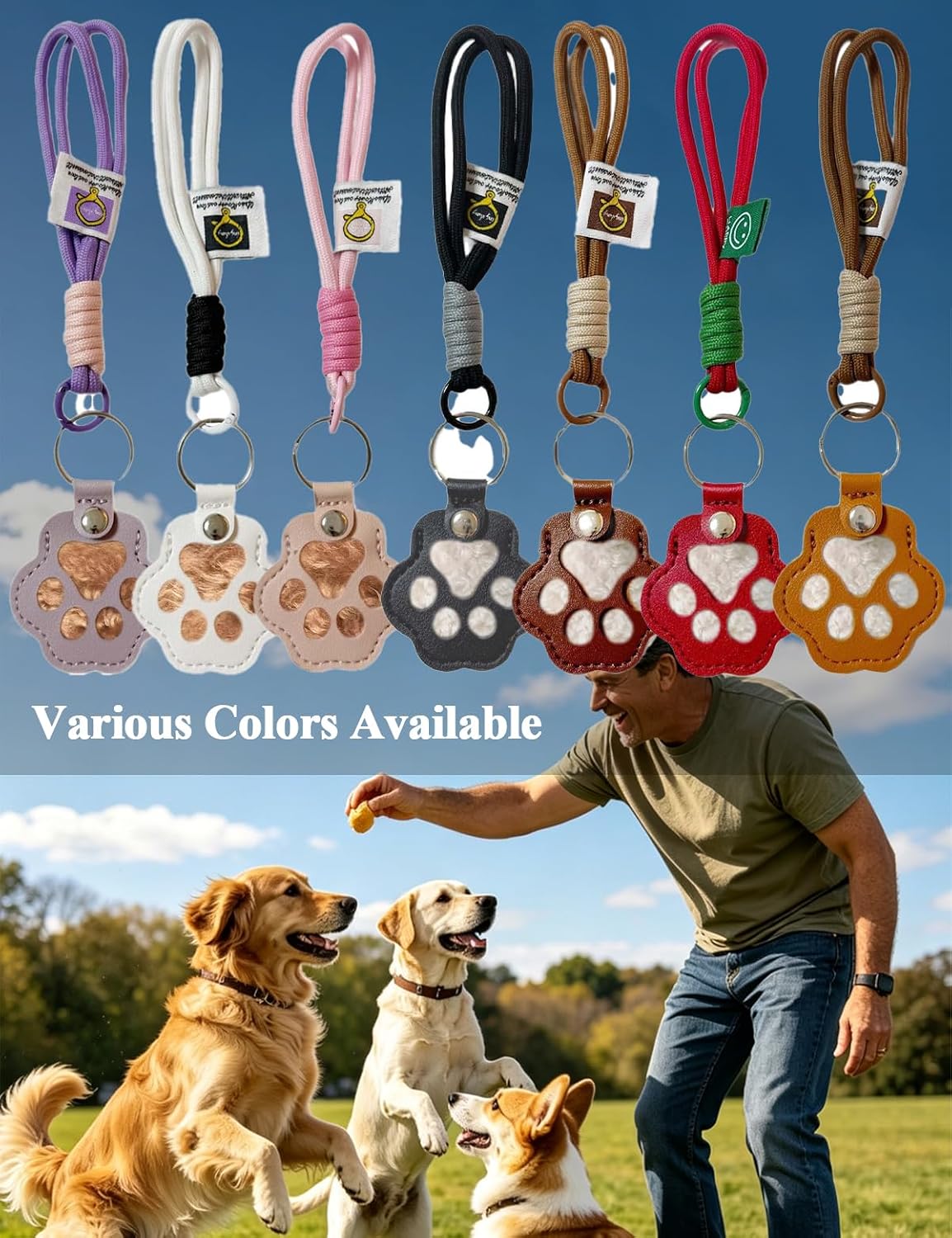 Pet Fur Keepsake Keychain, Leather Dog Paw Hair Holder Wristlet, Memorial Gift Daily Charm for Cat Dog Lovers image 3