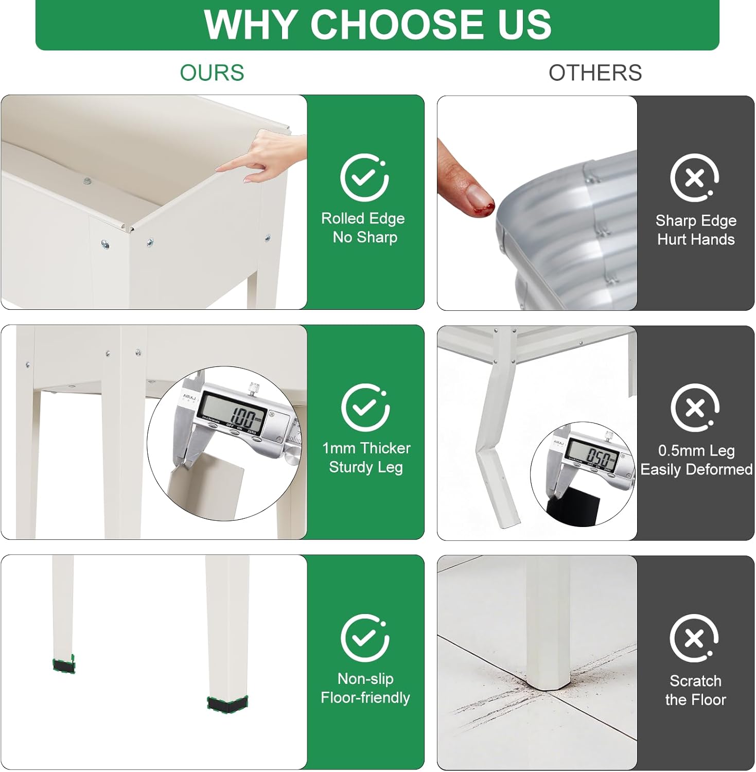 Elevated 32" Tall Raised Garden Bed with Legs and Wheels for Mobility, Metal Planter Boxes Outdoor with Shelf, Raised Bed for Gardening Vegetables/Herbs, Backyard, Patio, Balcony, White