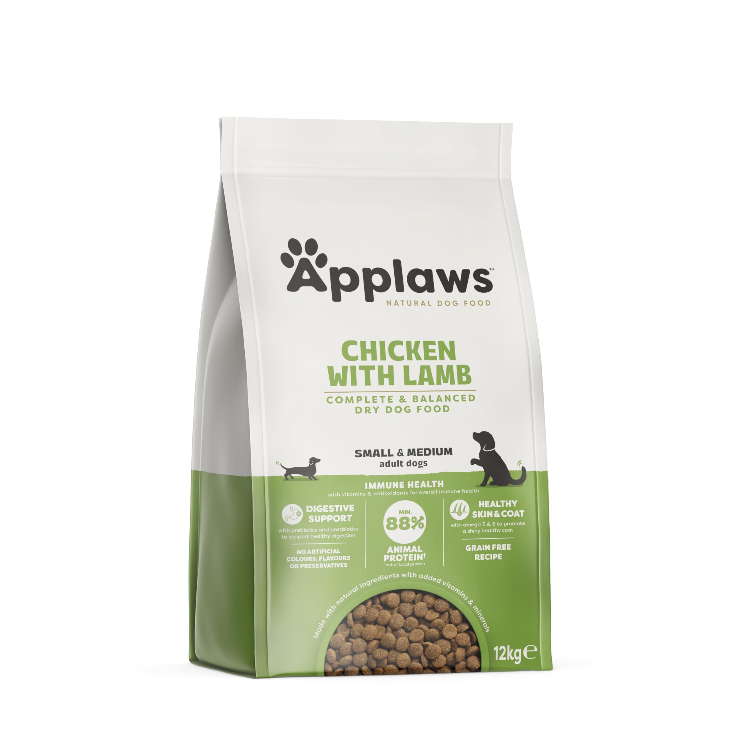 Applaws Complete and Grain Free Dry Adult Dog Food 12kg Chicken with Lamb, Small Mediuim Breeds, High Protein Dog Kibble (Pack of 1)