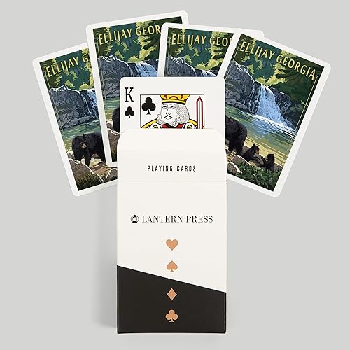 Miniatura 6 de Lantern Press Ellijay, Georgia, Bear Family and Waterfall (52 cartas de juego, baraja de cartas de tamaño póquer con comodines)