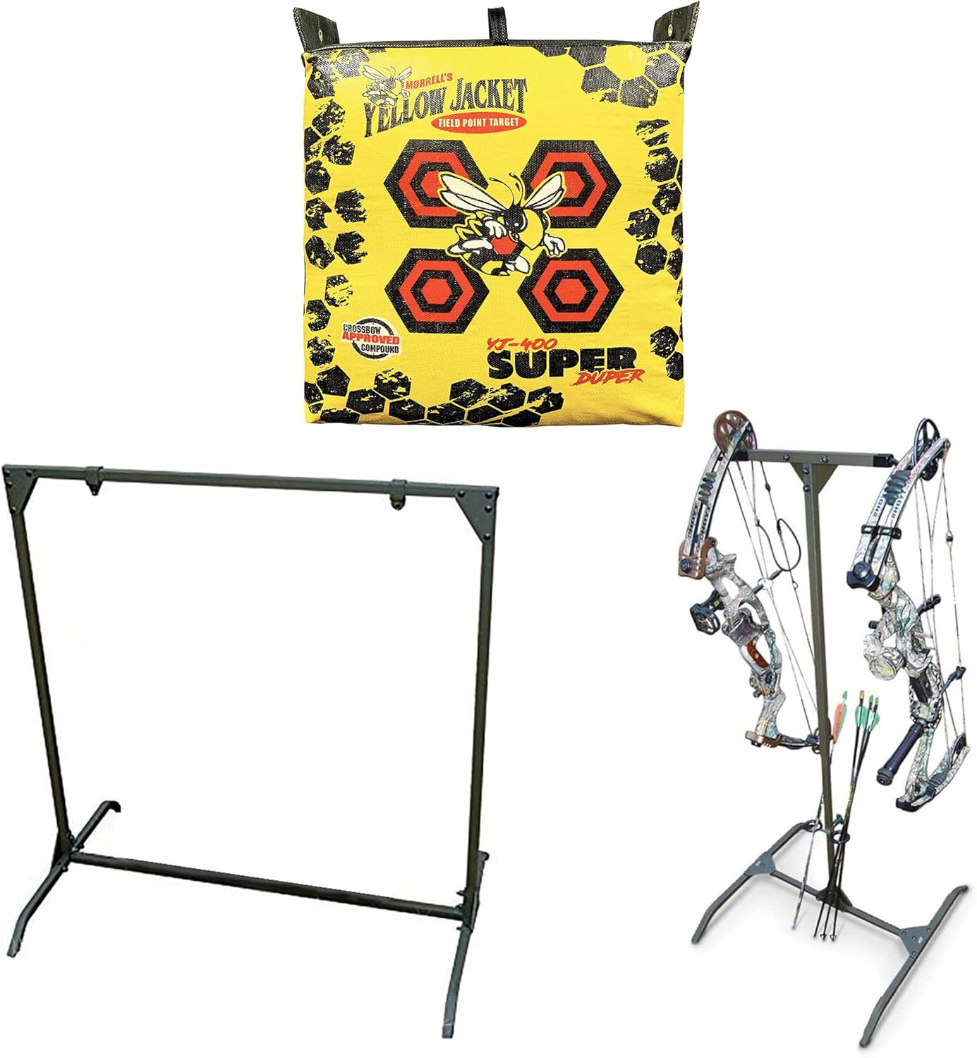 Morrell Yellow Jacket Field Point Archery Bag Target with HME Products Practice Bowhunting Range Practice Shooting Stand and Arrow Storage Hanger Rack